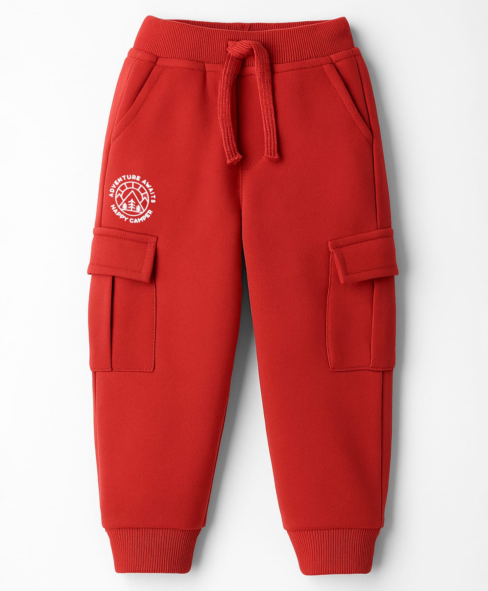 Babyhug French Terry Knit Full Length Lounge Pant With Text Print - Red