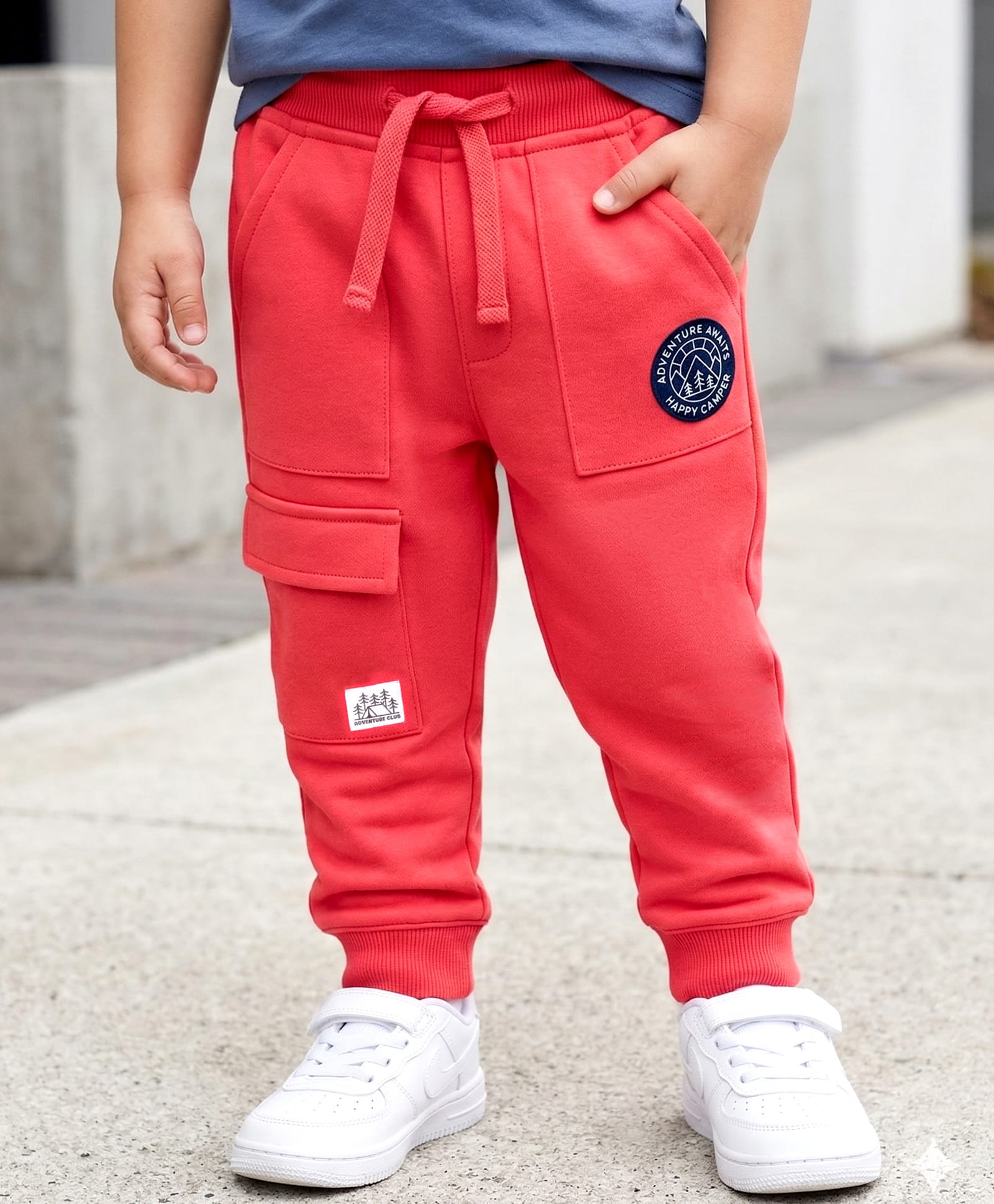 Babyhug French Terry Knit Full Length Lounge Pant With Text Print - Red-picture-10