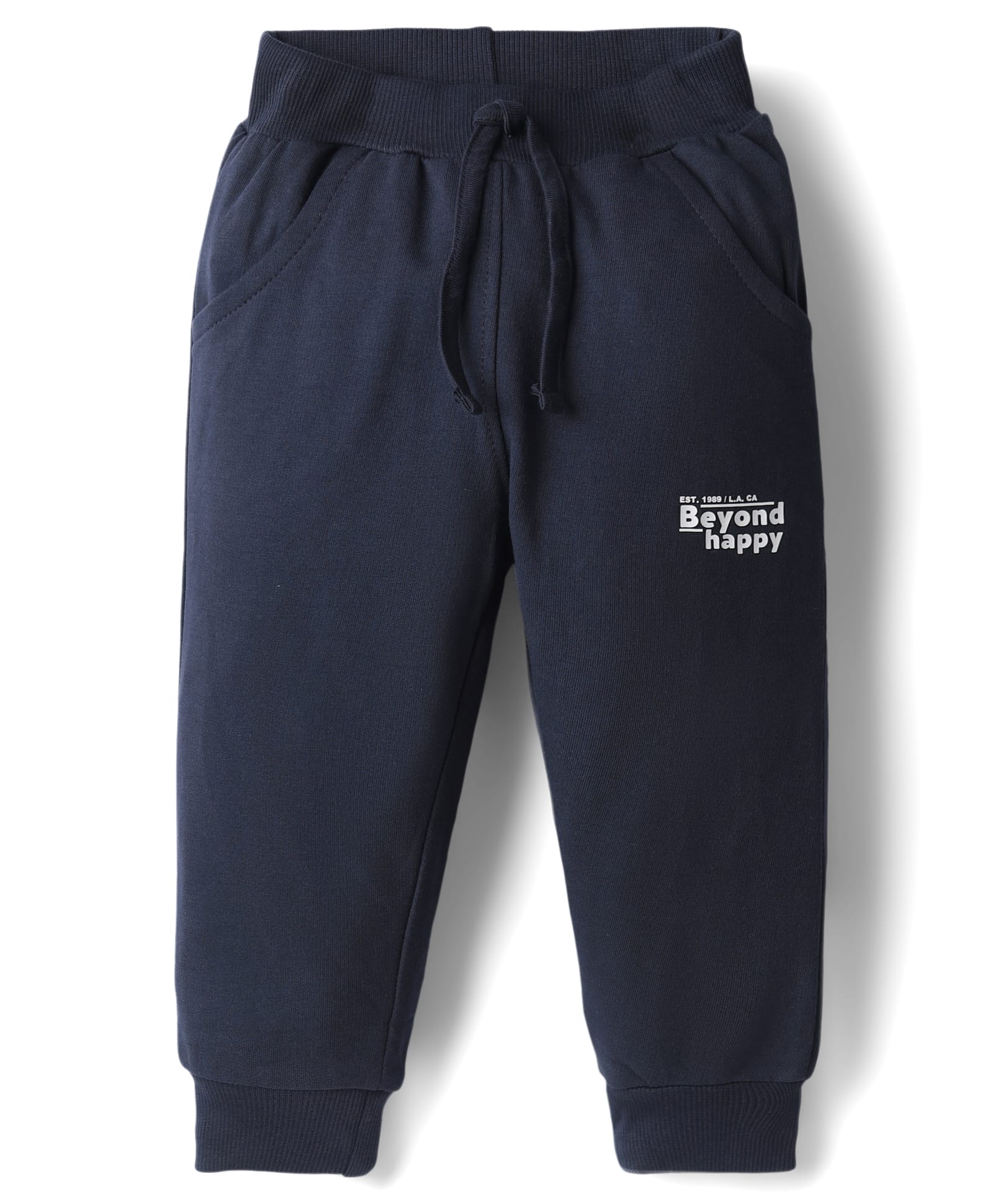 Pink Rabbit Looper Knit Full Length Lounge Pant With Beyond Happy Print - Navy Blue-picture-12