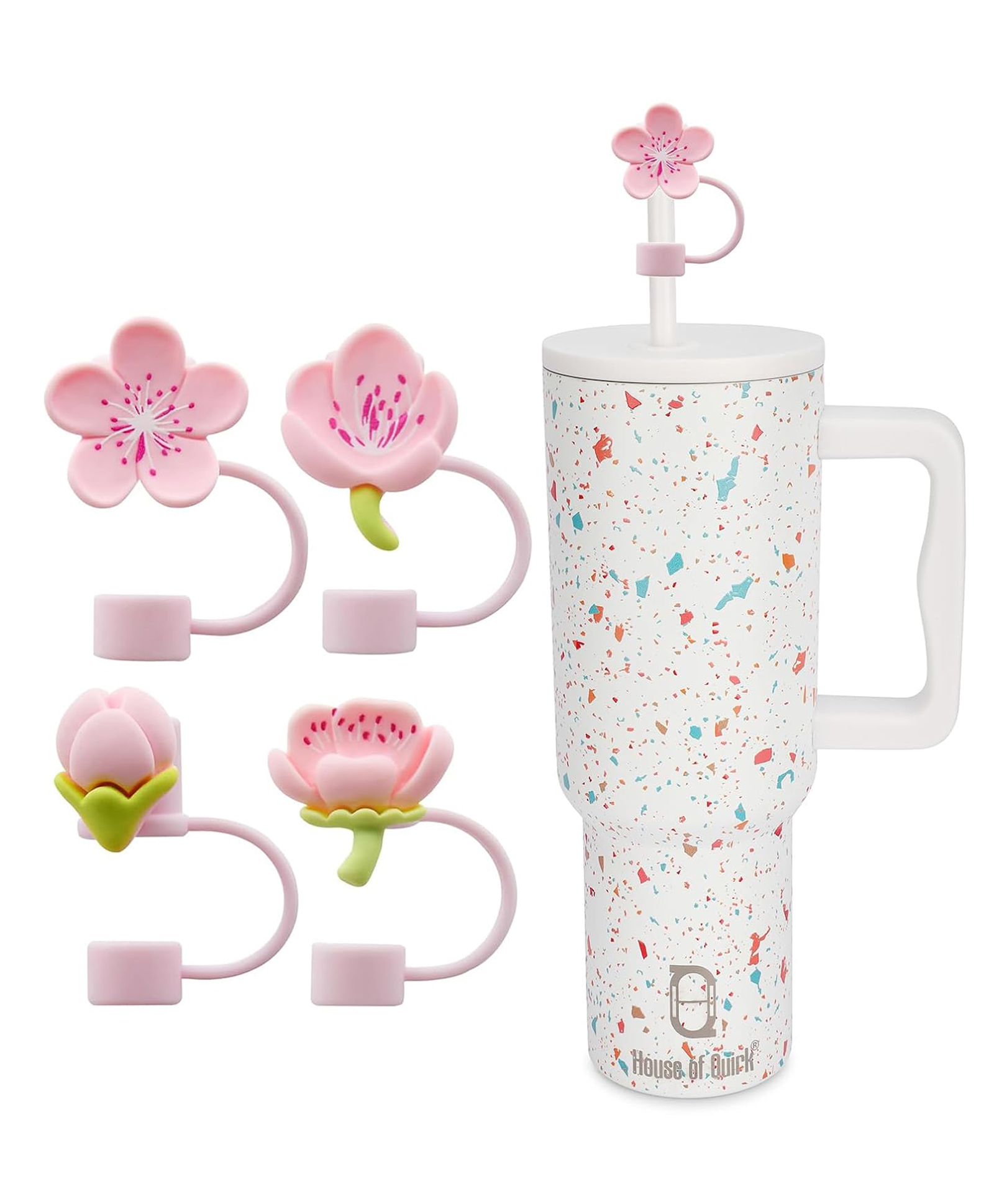 House of Quirk 4PCS Silicone Straw Covers Cap Tumbler Dust-Proof Drinking Straw Caps for Reusable Straws Tips Lids - Multicolour-picture-12