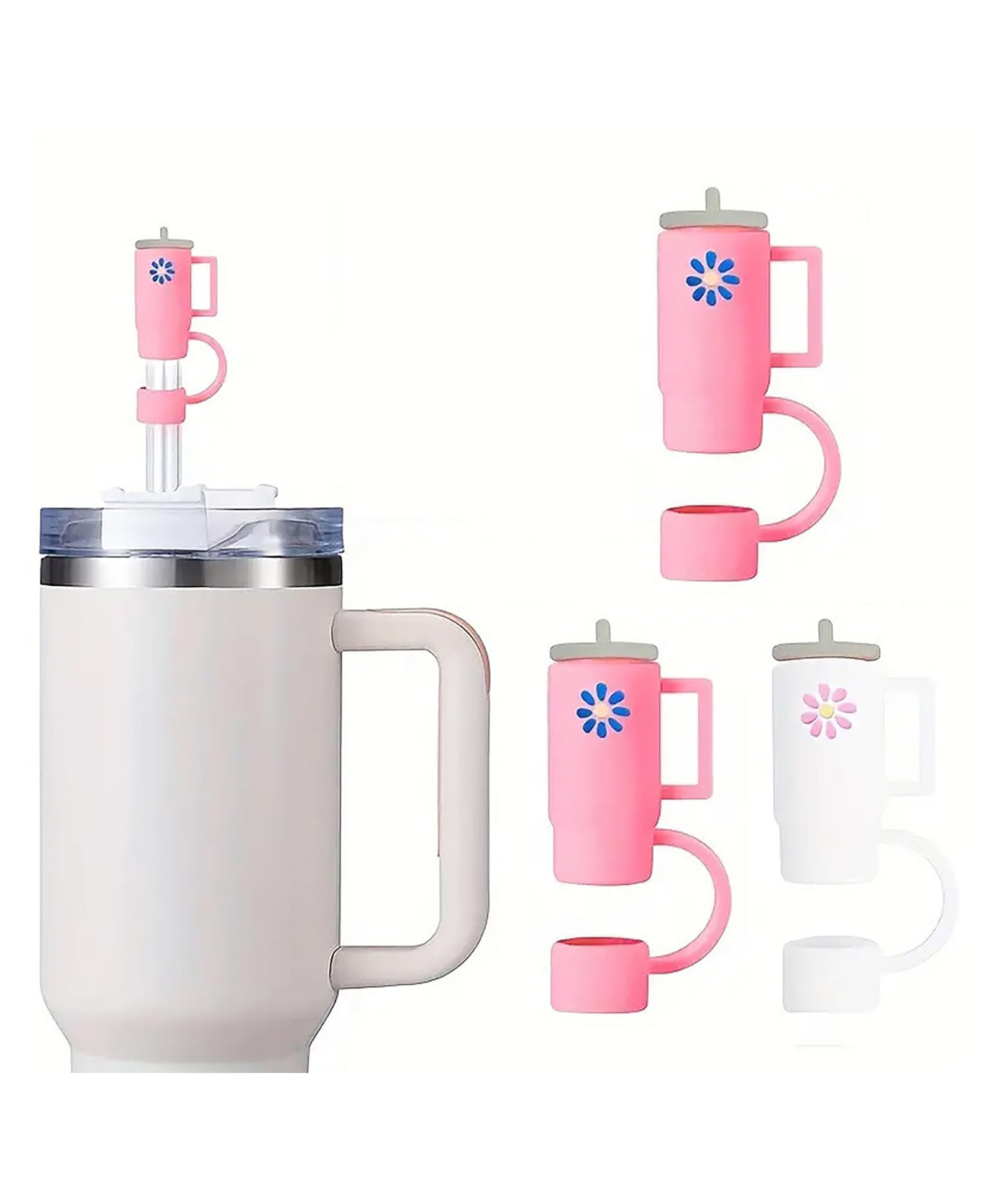 House of Quirk 3PCS Silicone Straw Covers Cap Tumbler Dust-Proof Drinking Straw Caps for Reusable Straws Tips Lids - Multicolour-image-5