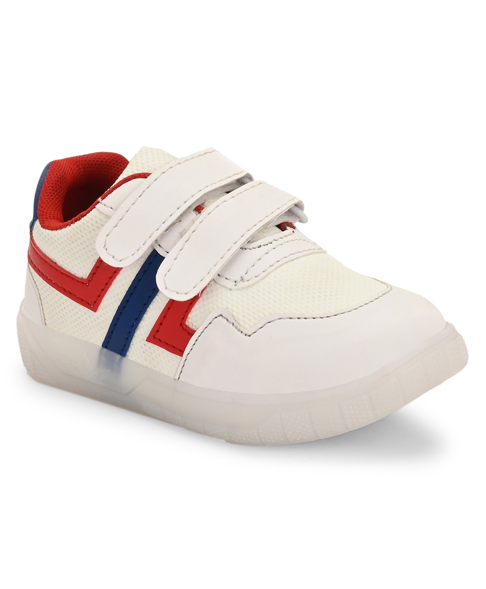 Stefens Colour Blocked Double Velcro Closure Sneakers - White & Red-picture-34