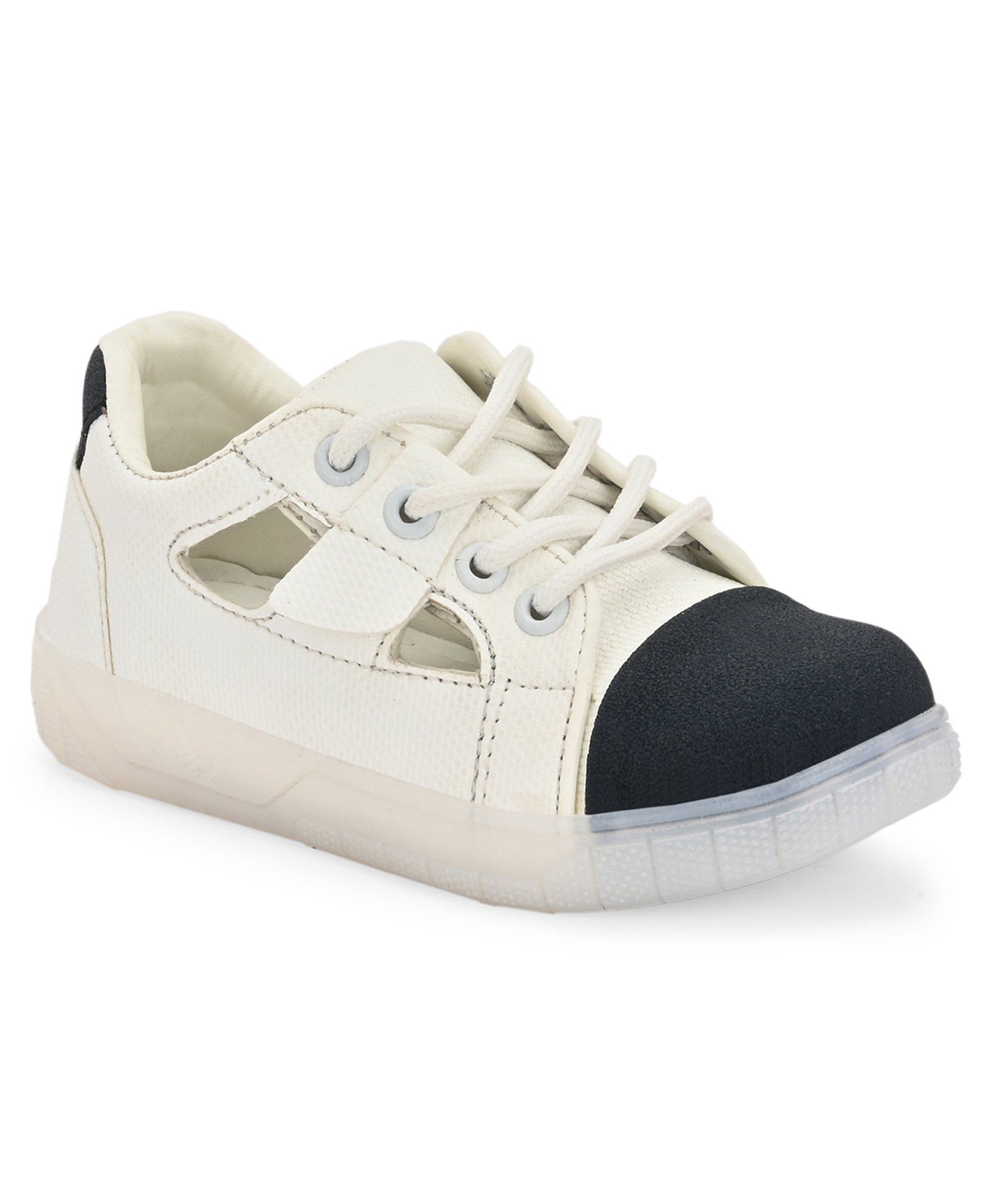 Stefens Colour Blocked Cut Out Detailed Lace Up Sneakers - White & Blue-picture-29