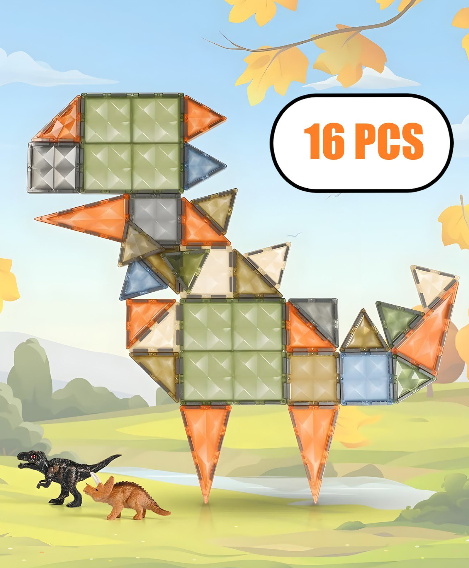 NEGOCIO 16 Pieces Magnetic Tiles Building Blocks for Kids | STEM Toy- PACK OF 1- COLOR MAY VARY-picture-18
