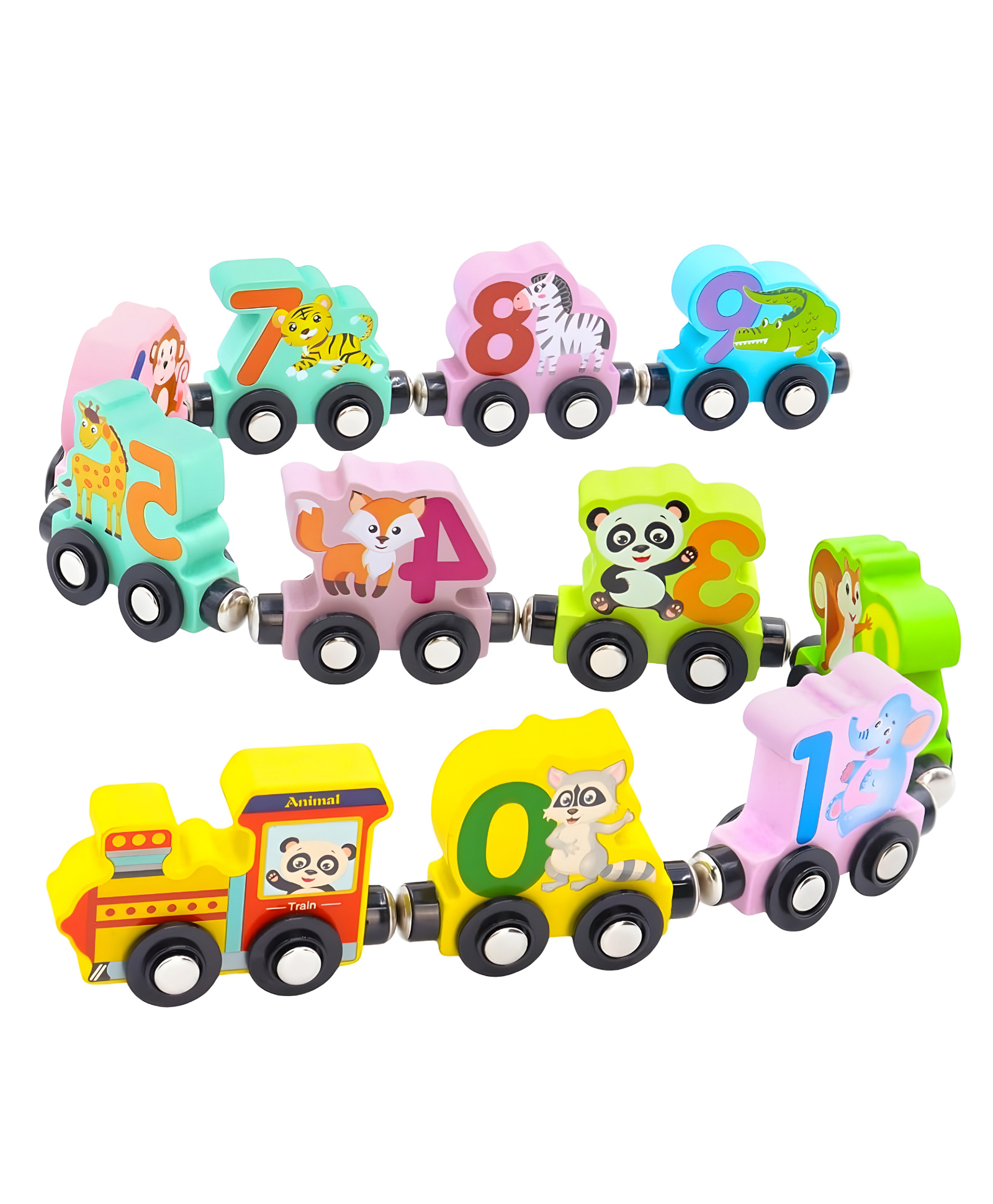 NEGOCIO Wooden Animal Magnetic Train Toy, 11 PCS Number Trains Learning Activities for Kids- PACK OF 1- COLOR MAY VARY-picture-19