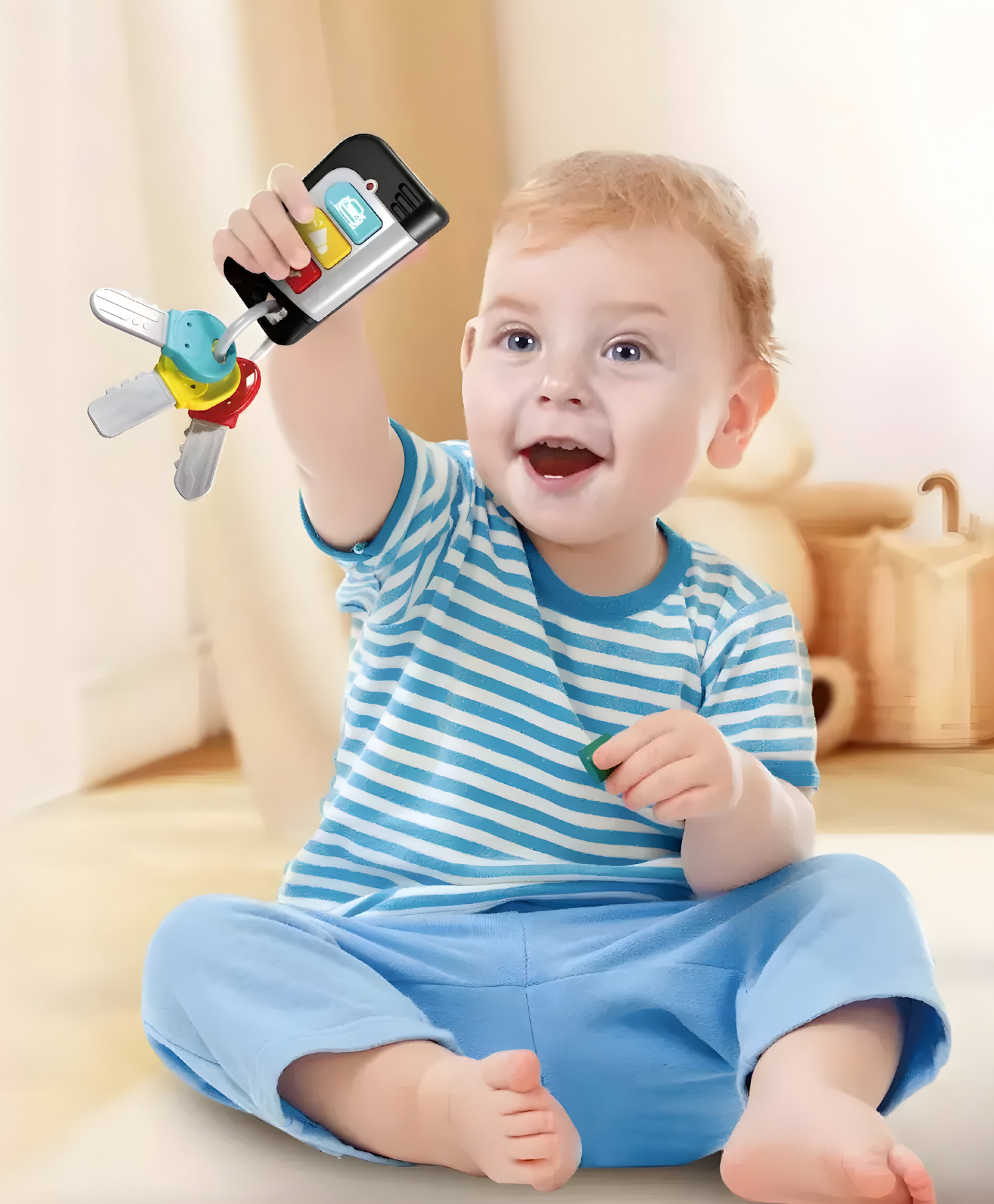 NEGOCIO Baby Brain Development Electric Soothing Simulation Plastic Car Key Ring Montessori Musical Toys- PACK OF 1- COLOR MAY VARY-image-32