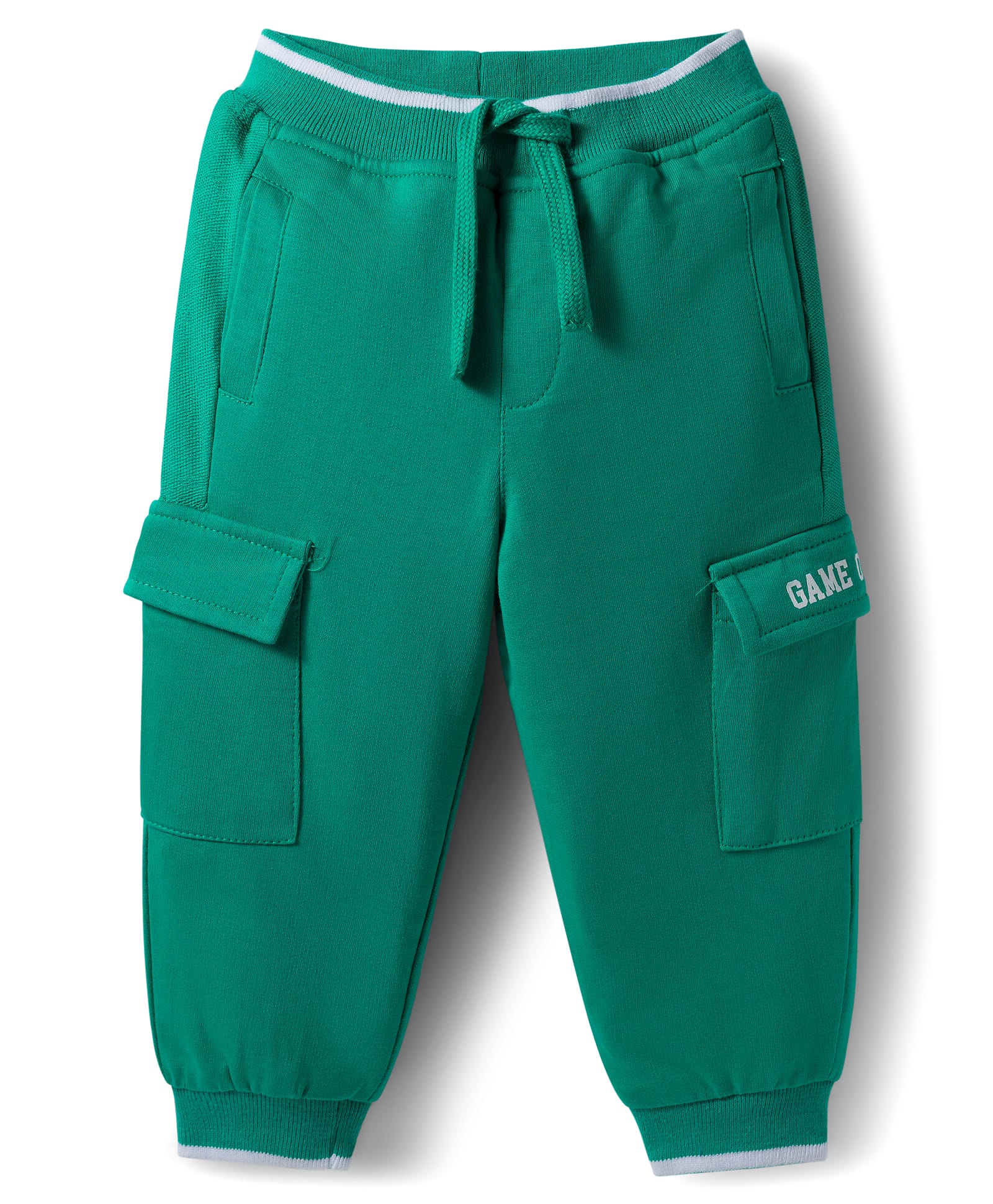 Babyhug French Terry Knit Full Length Lounge Pant with Text Print - Green-picture-20