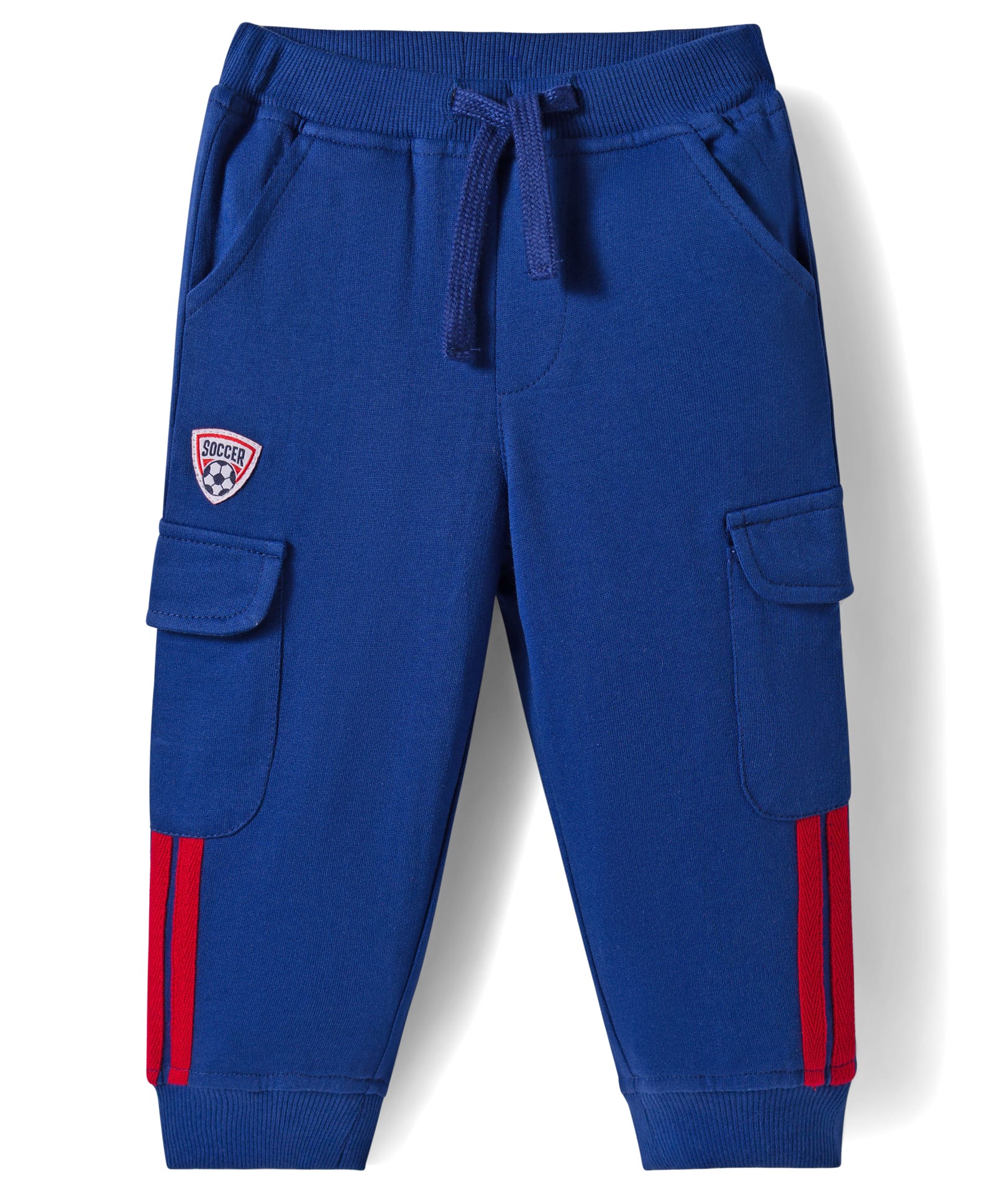 Babyhug French Terry Knit Full Length Lounge Pant with Pockets & Badge - Navy Blue