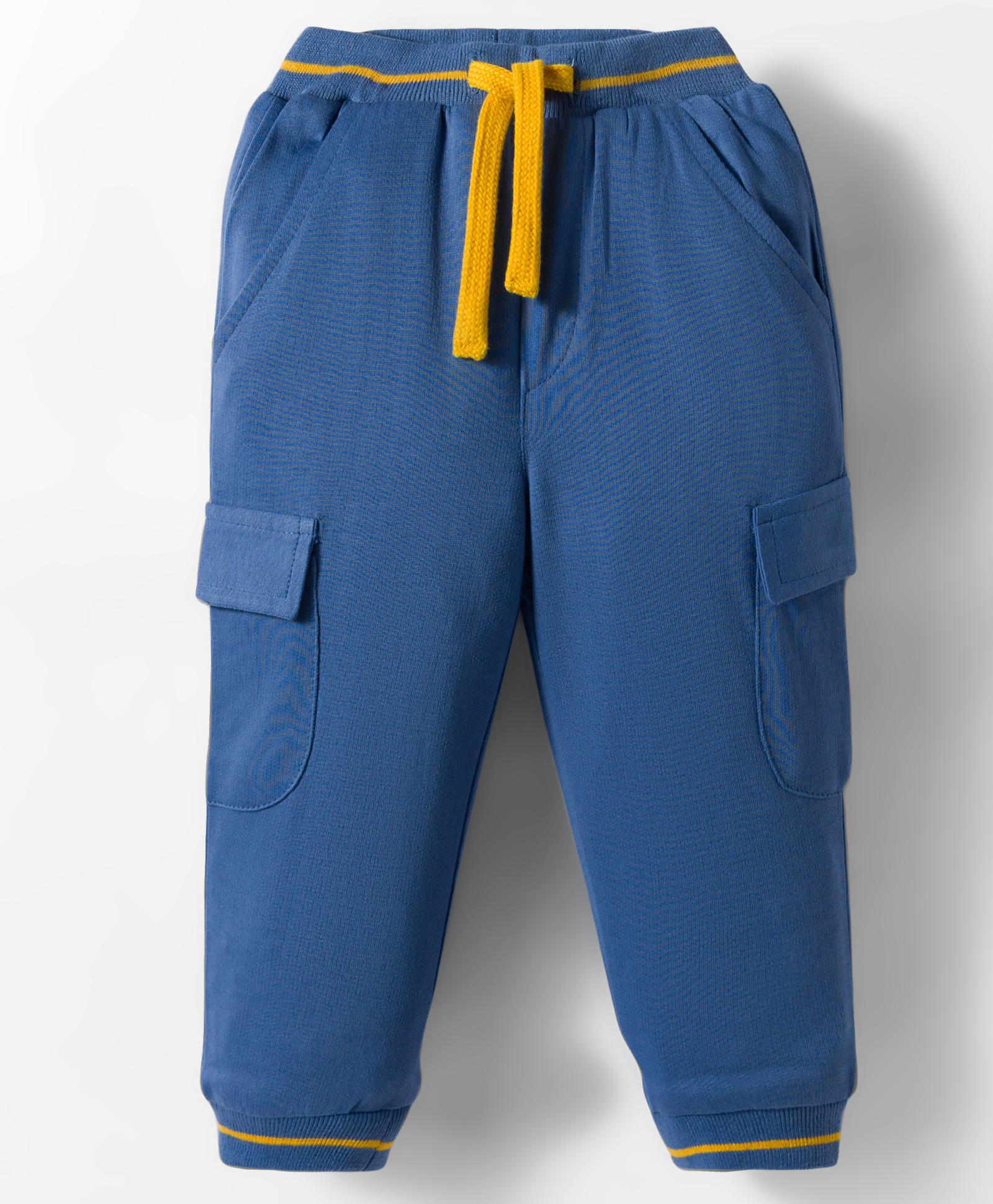 Babyhug French Terry Knit Full Length Solid Color Lounge Pant with Pocket - Blue