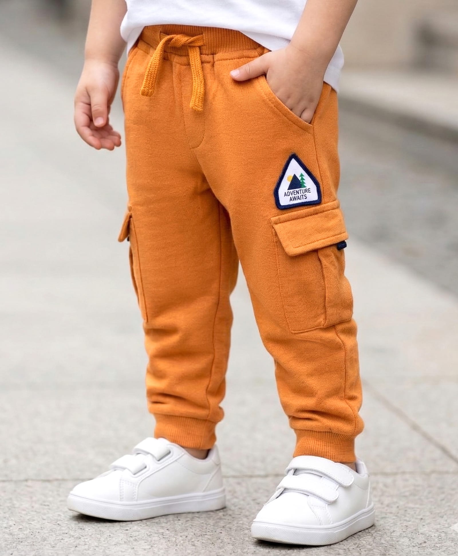 Babyhug French Terry Knit Full Length Lounge Pant With Text Patch - Brown-image-39