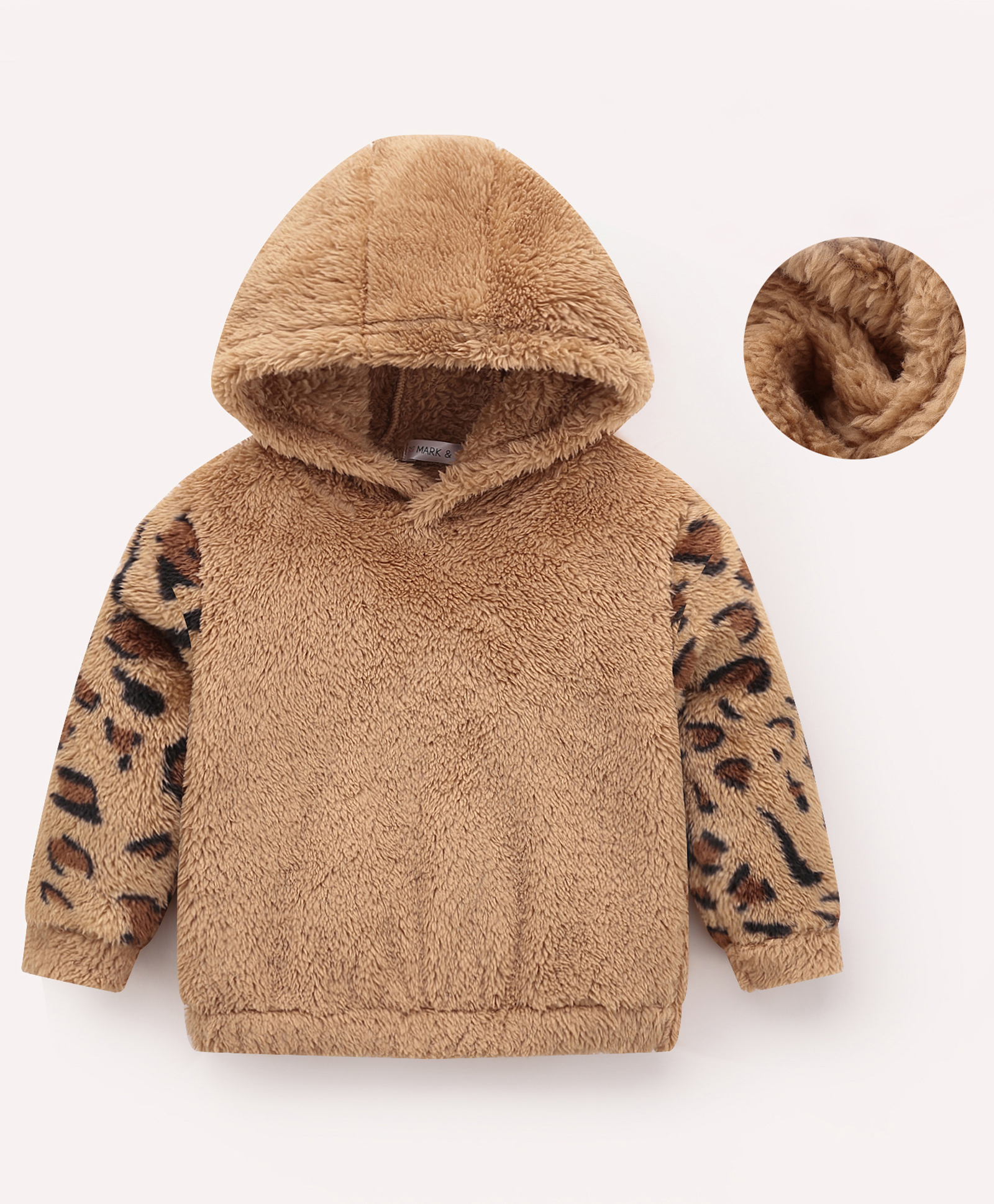 Mark & Mia Full Sleeves Fur Hooded Sweatshirt With Leopard Print - Brown-picture-10