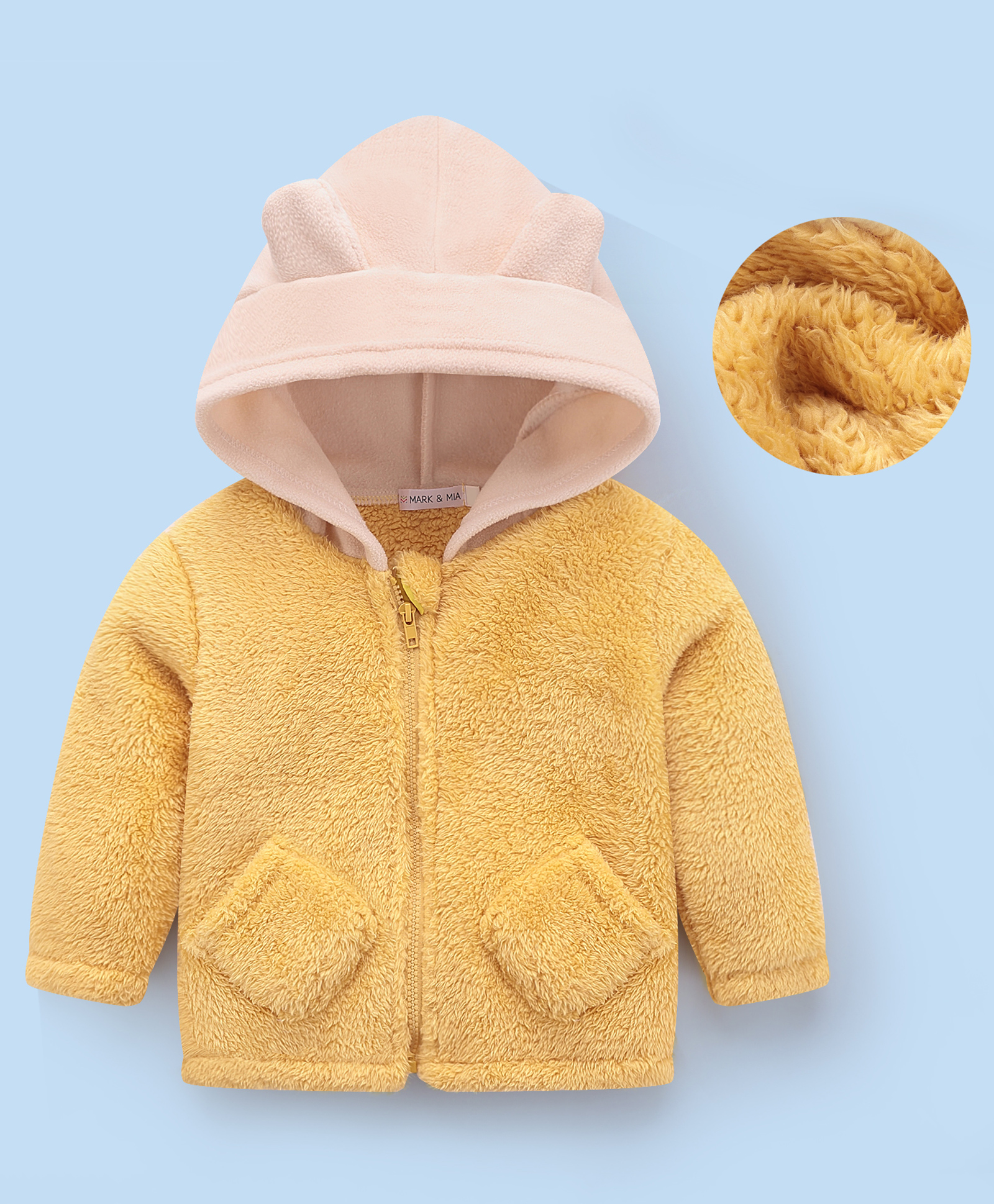 Mark & Mia Full Sleeves Hooded Sweatjacket With Fur Detailing - Yellow-picture-33