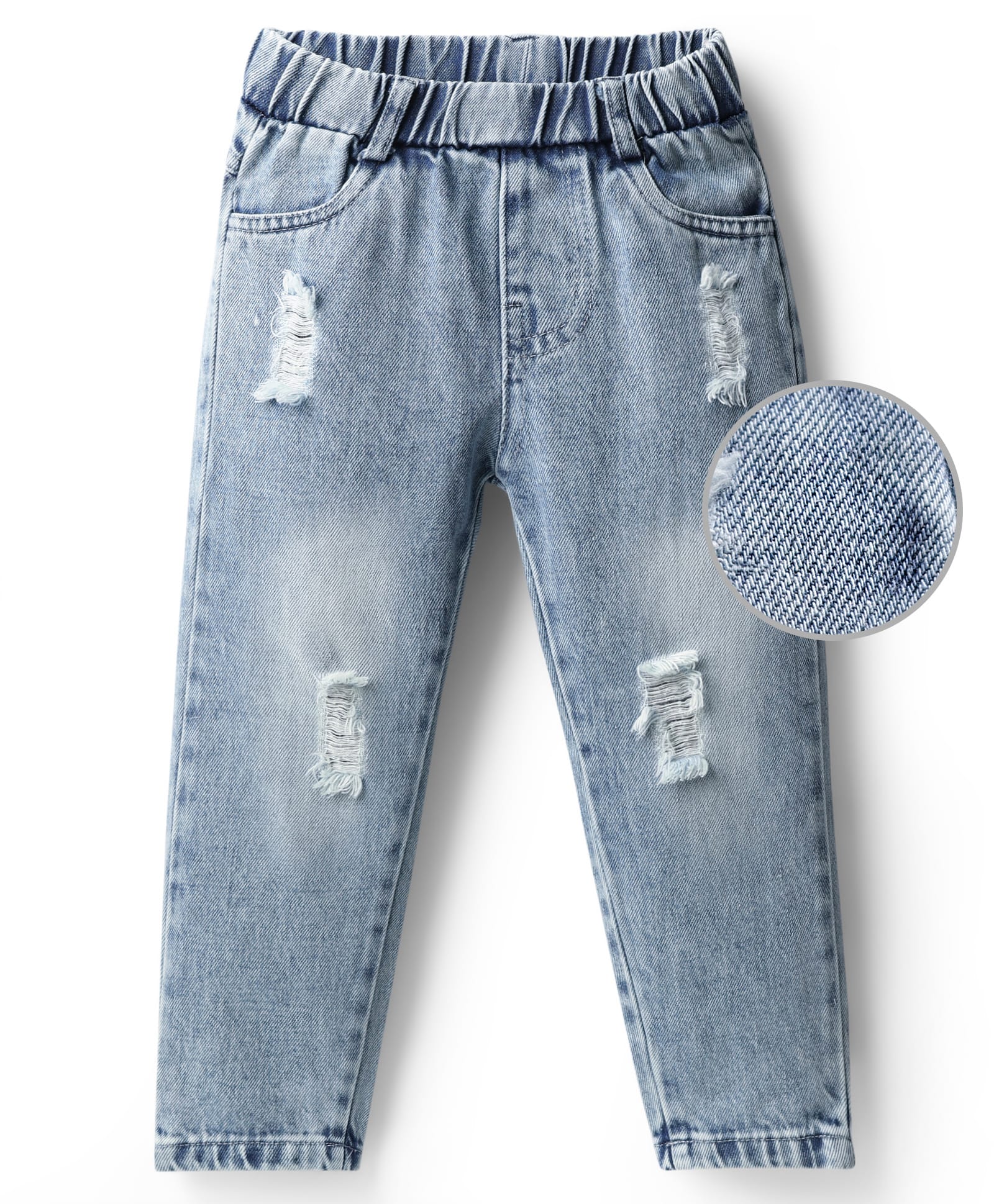 Mark & Mia Cotton Full Length Distressed Jeans - Light Blue-picture-20