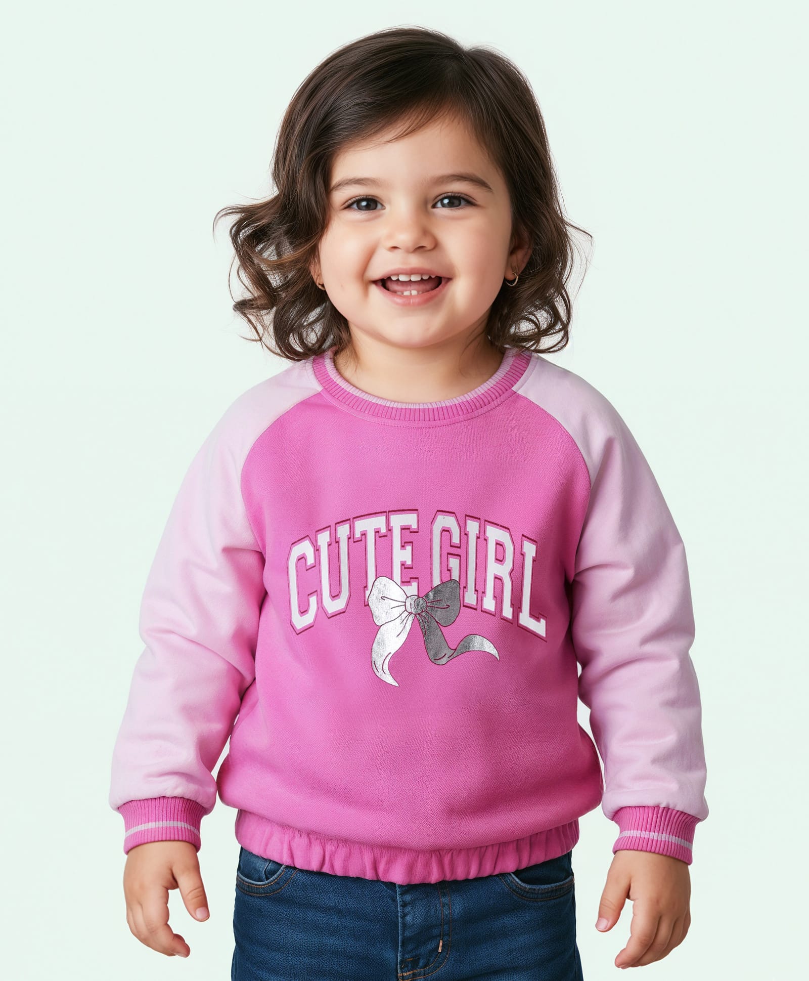 Babyhug Cotton Knit Full Raglan Sleeves Pullover Sweatshirt with Text Graphics - Pink-picture-19