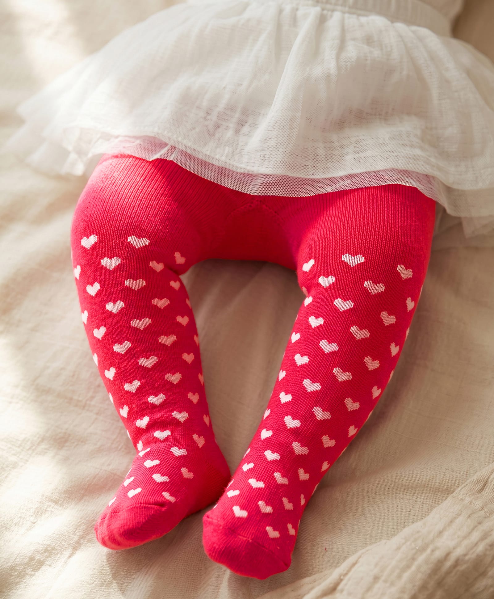 cute walk by babyhug Cutewalk by Babyhug Cotton Knit Anti Bacterial Footed Tights With Heart Design - Red-picture-22