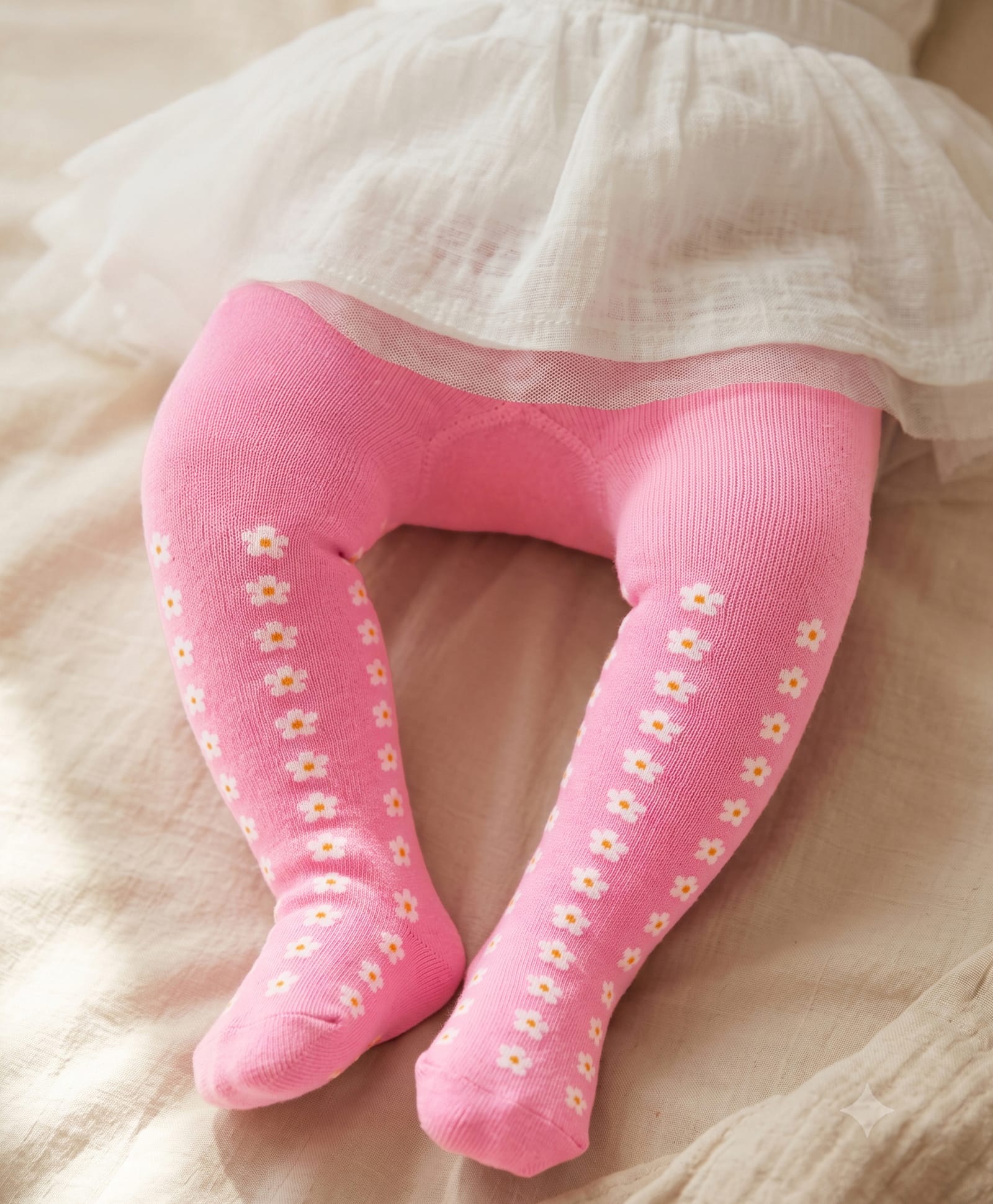 cute walk by babyhug CutecWalk by Babyhug Cotton Knit Anti Bacterial Footed Tights With Floral Design - Light Pink-picture-17