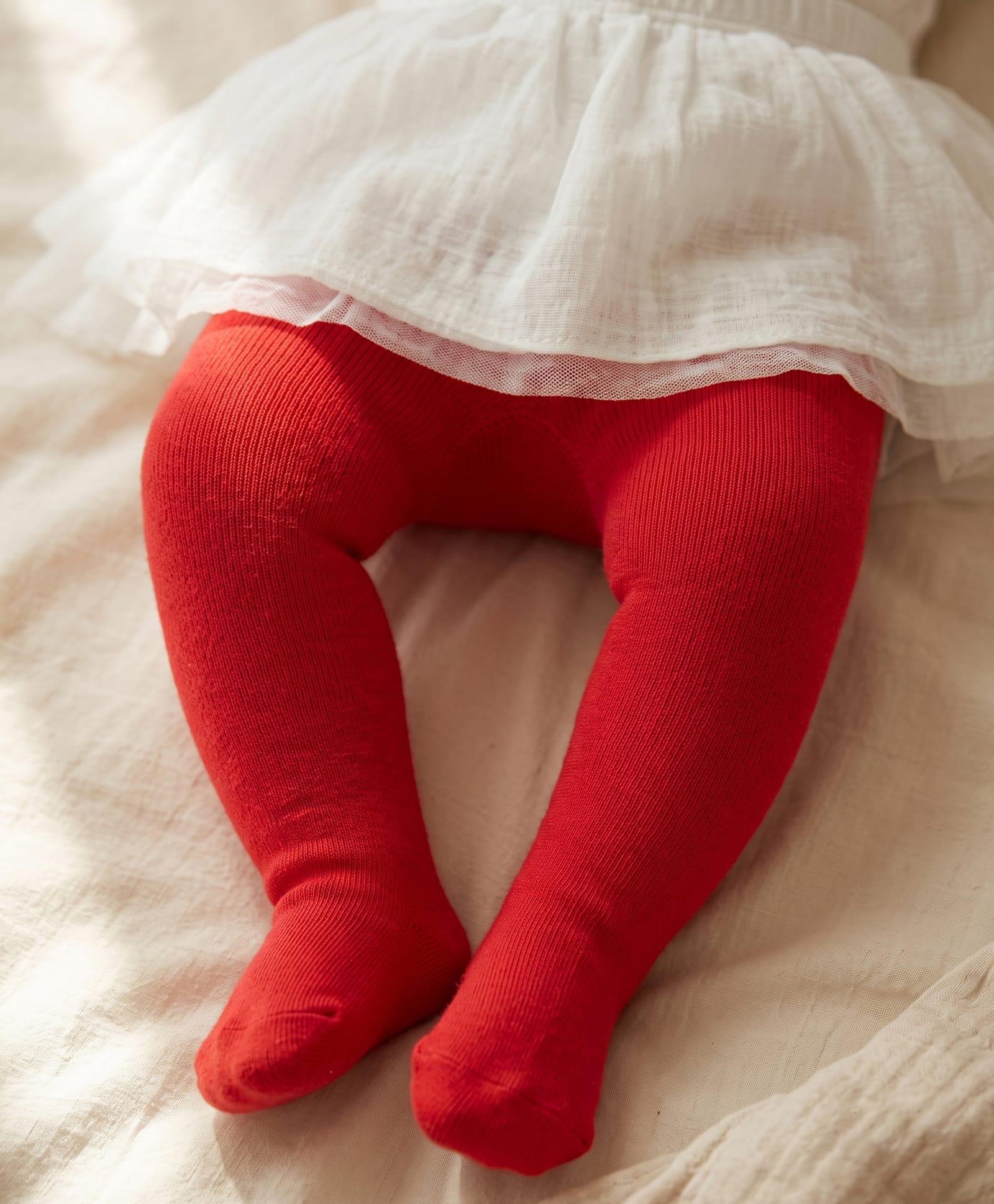 Cute Walk by Babyhug Cotton Woven Anti Bacterial Solid Coloured Tights - Red-image-43