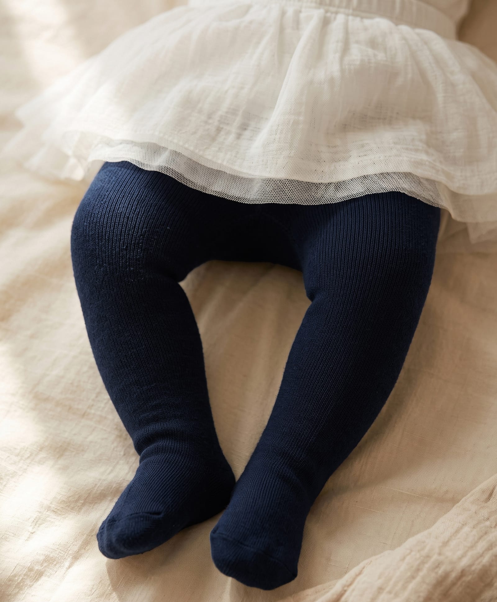 Cute Walk By Babyhug Cotton Knit Solid Coloured Anti Bacterial Tights - Navy Blue-image-32