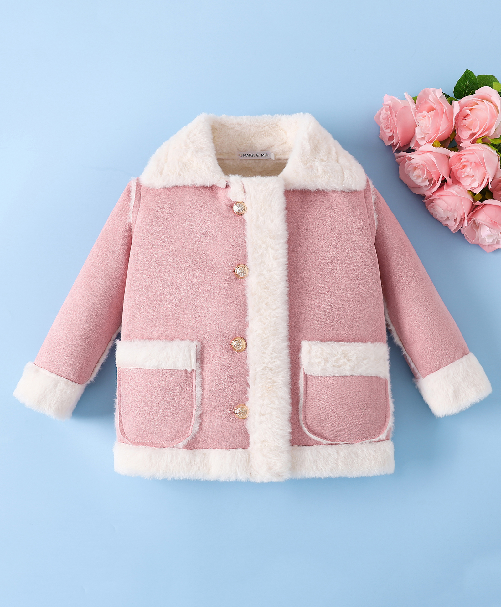 Mark & Mia Full Sleeves Solid Winter Jacket With Fur Detailing & Pockets - Pink-picture-38