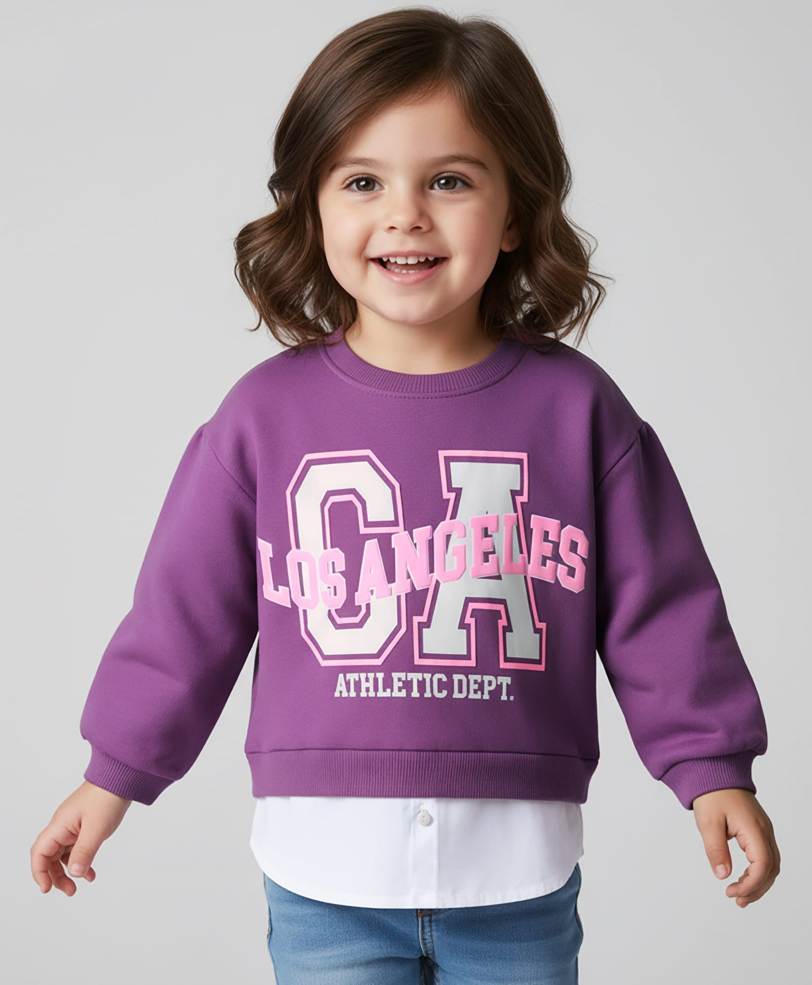 Babyhug Cotton Knit Drop Shoulder Full Sleeves Pullover Sweatshirt with Text Graphics - Purple-image-43
