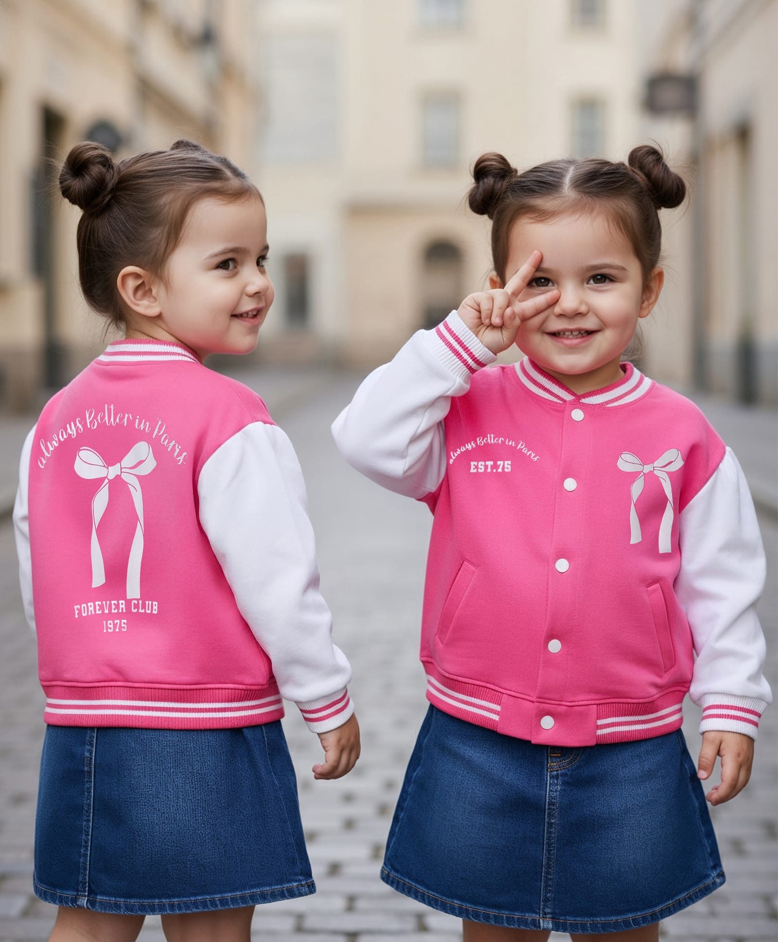Babyhug Cotton Knit Drop Shoulder Full Sleeves Bomber Jacket with Bow Graphics - Pink
