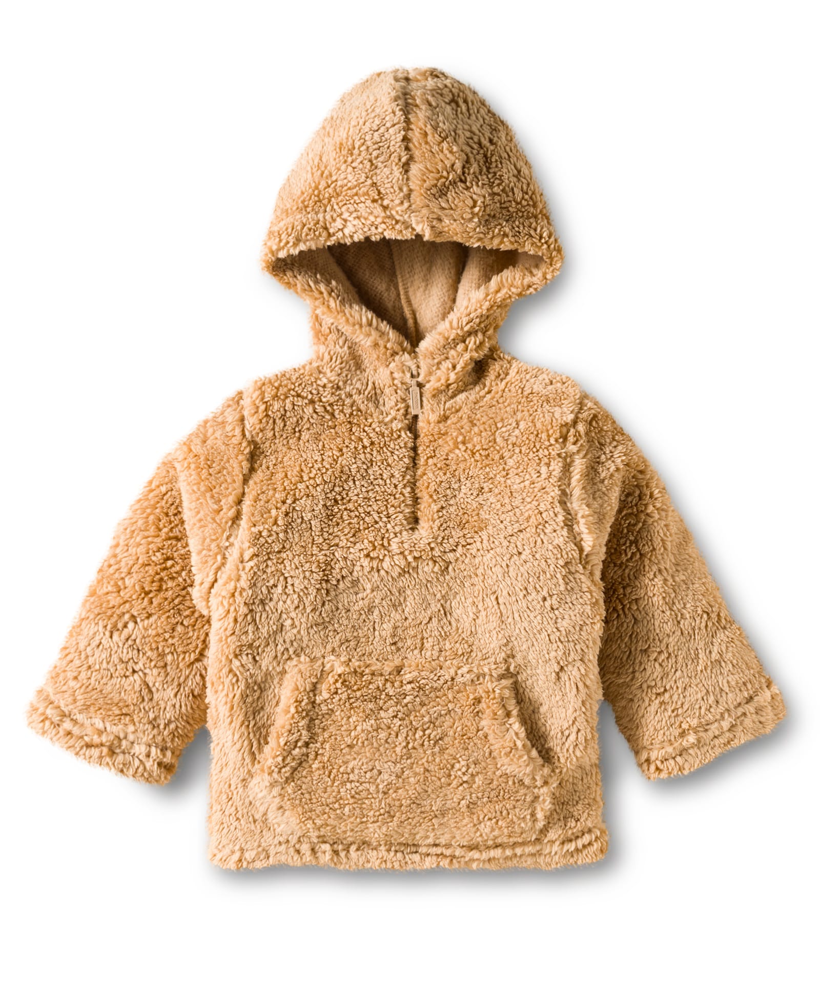 Babyhug Knit Full Sleeves Solid Color Hooded Fur Sweatshirt with Kangaroo Pocket - Beige-image-32