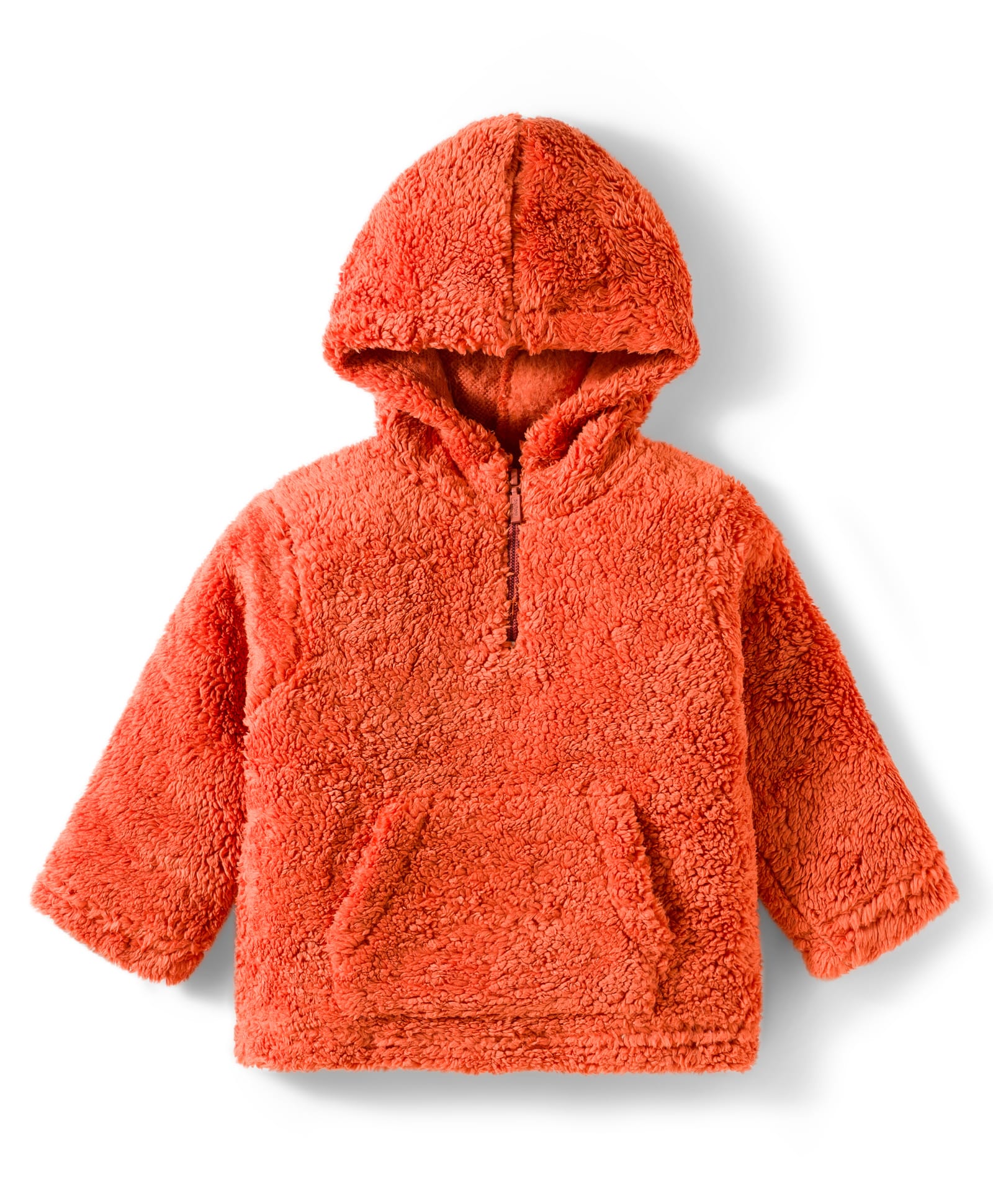Babyhug Fur Knit Full Sleeves Hooded Sweatshirt with Kangaroo Pocket - Rust Orange-image-5