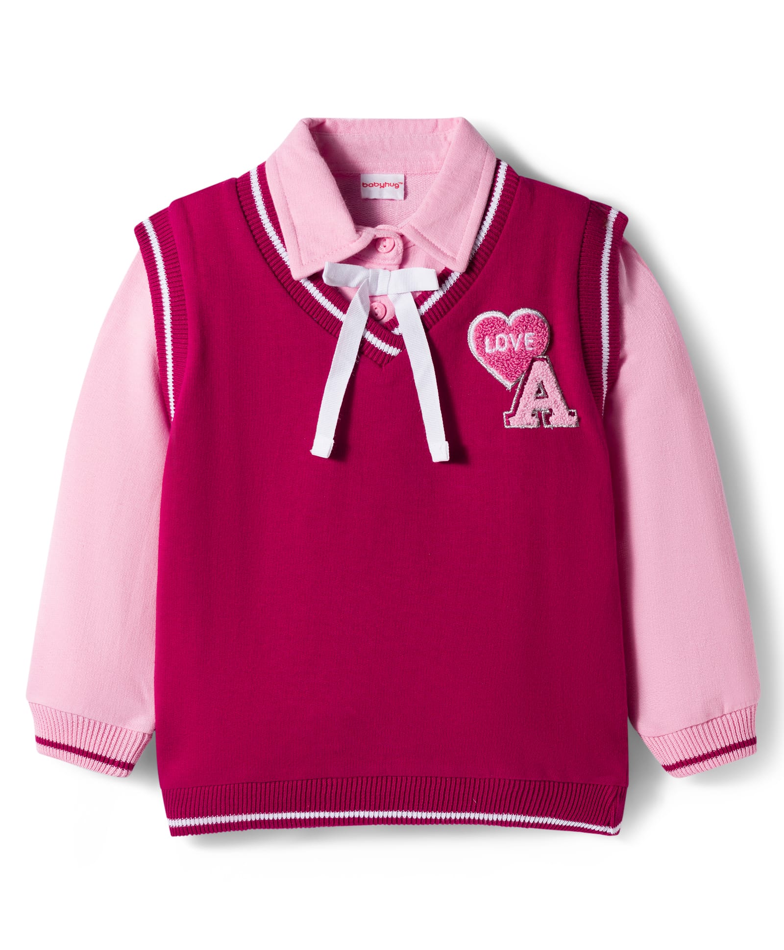 Babyhug Cotton Knit Full Sleeves Sweatshirt with Patch Detailing - Red-image-36