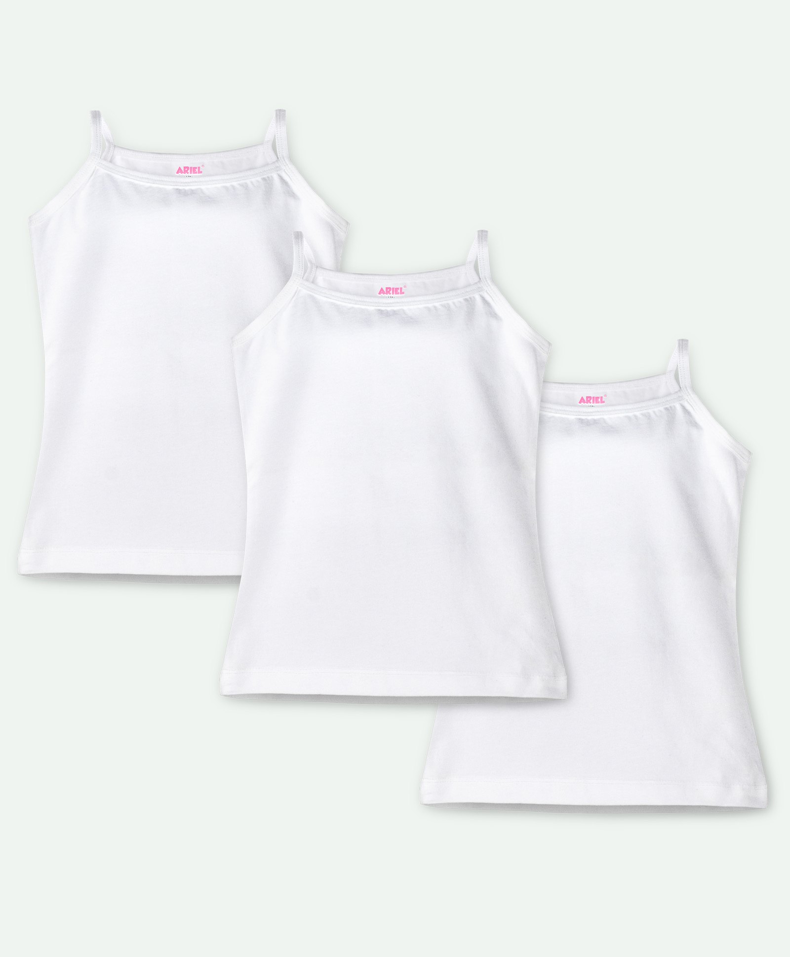 Ariel Cotton Lycra Knit Pack Of 3 Sleeveless Solid Camisoles - White-image-47