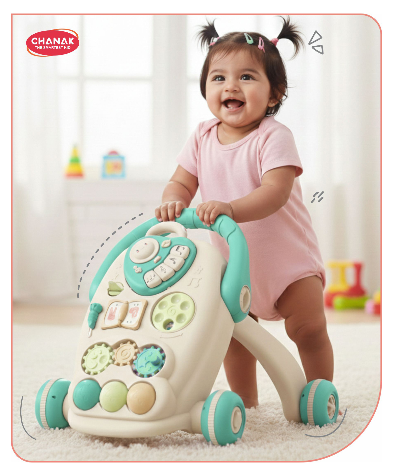 Aditi Toys Happy Feet Baby Walker for 9+ Months, Adjustable Speed, Anti-Slip Wheels, Music & Activity Center, BPA-Free, Stable Design with Water Tank, Interactive Push Walker for Baby Kids (Blue)-image-24