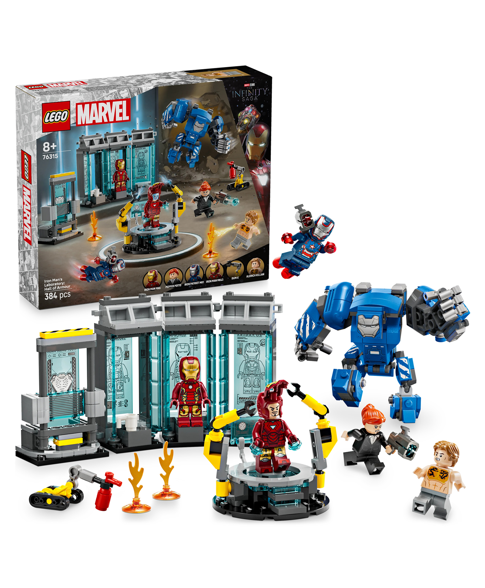 LEGO Marvel Iron Man's Laboratory: Hall of Armor with Minifigures 384 Pieces - 76315-picture-19