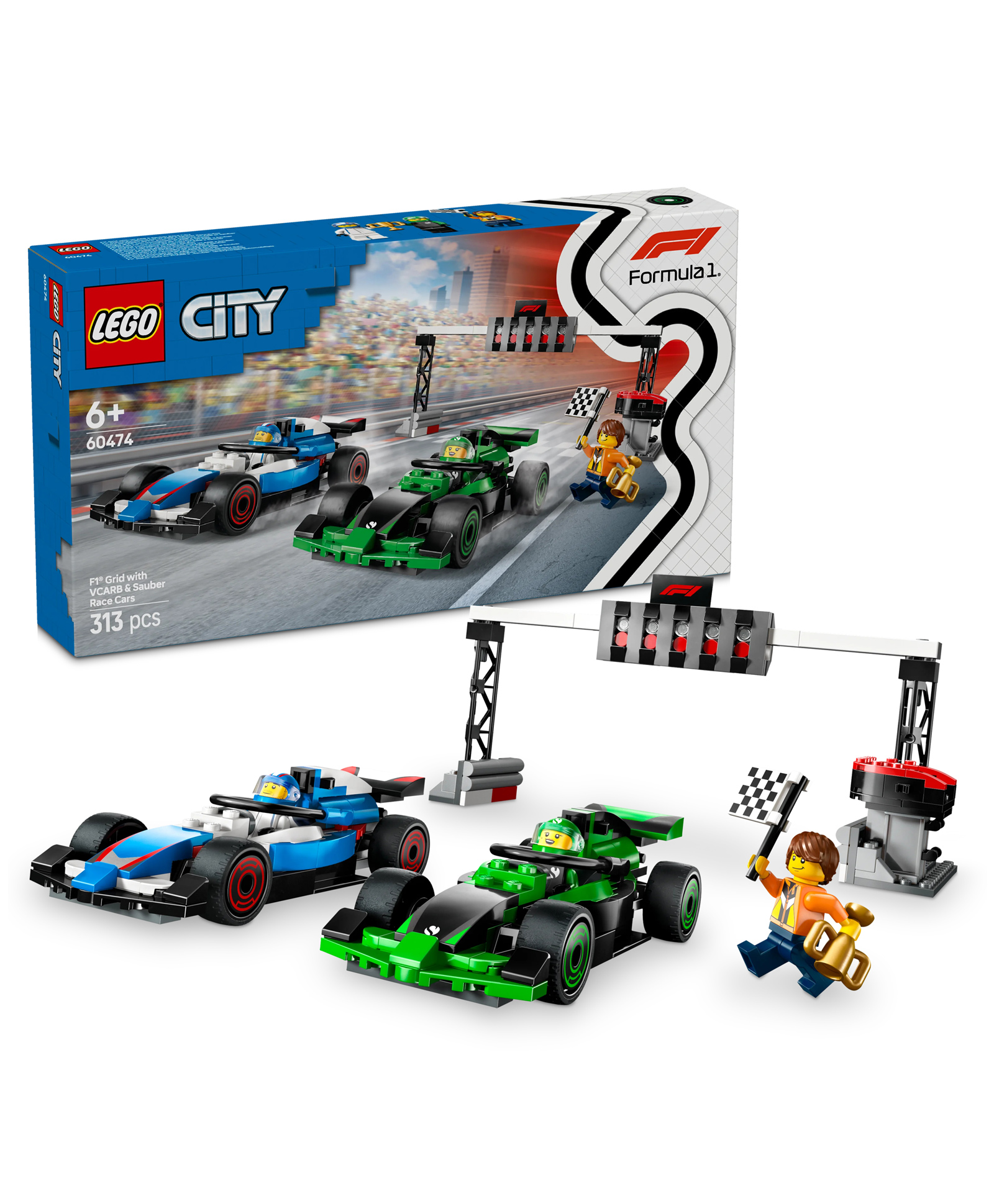 LEGO City F1 Grid with VCARB & Sauber Race Cars Toy Vehicle Set building blocks toys for 6+ gift for boys and girls 313 Pieces - 60474-picture-15