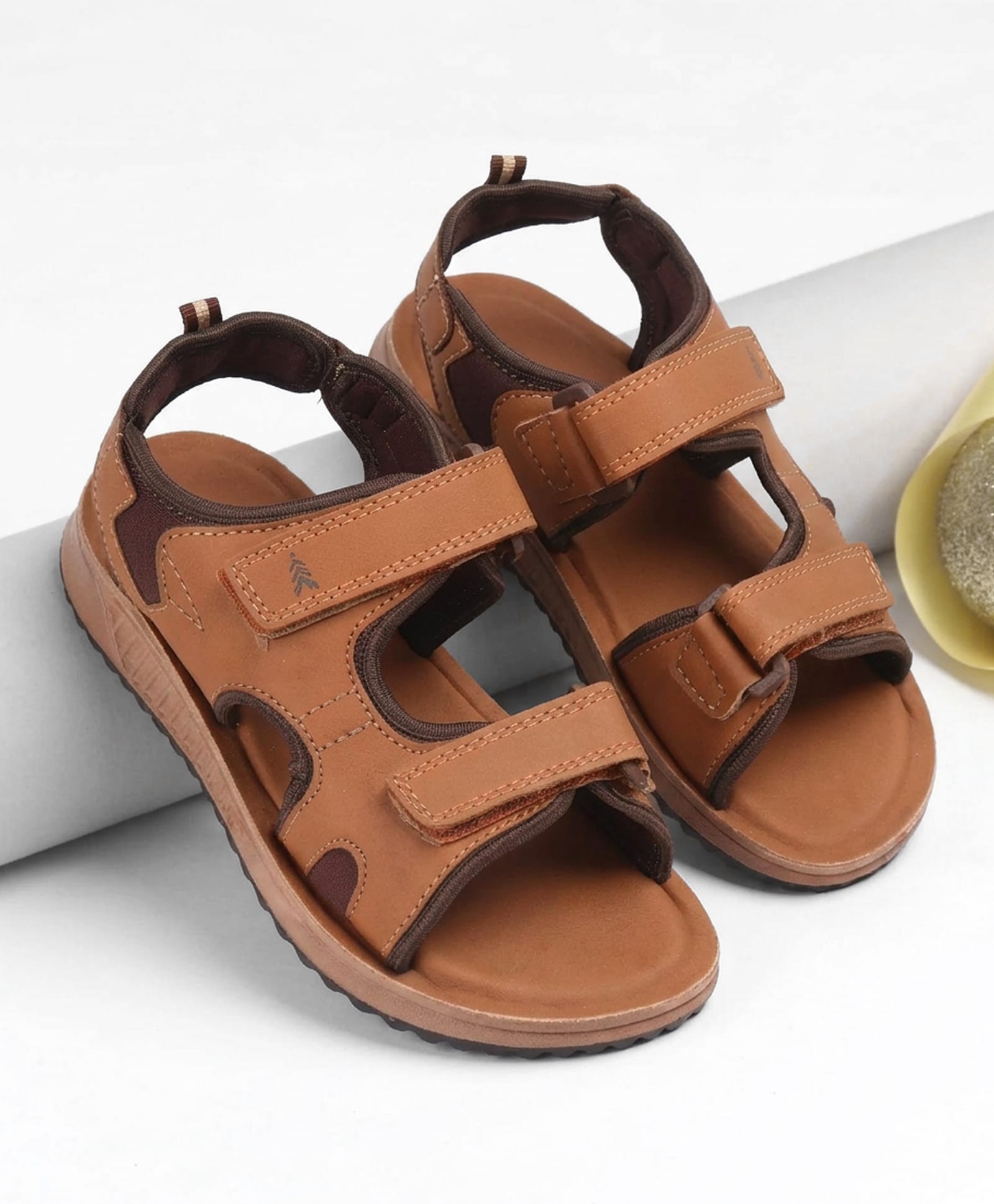 Pine Kids Velcro Closure Solid Sandal - Brown-picture-30