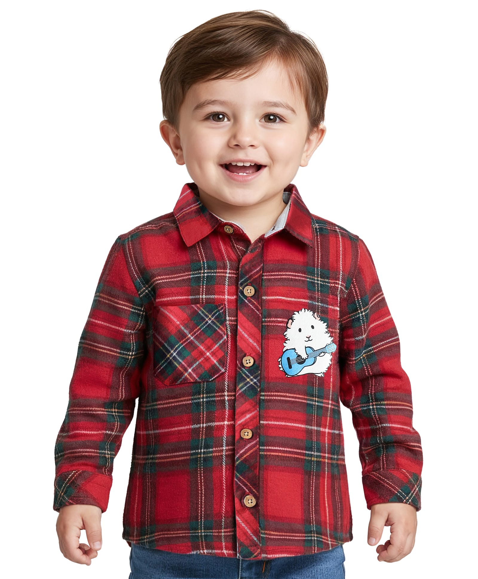 Babyoye 100% Cotton Full Sleeves Checks Shirt With Animal Print - Red-picture-39