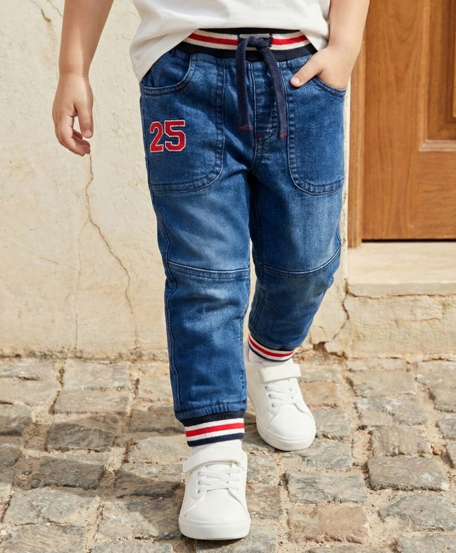 Babyhug Denim Full Length Washed Jeans with Stretch - Blue-picture-15