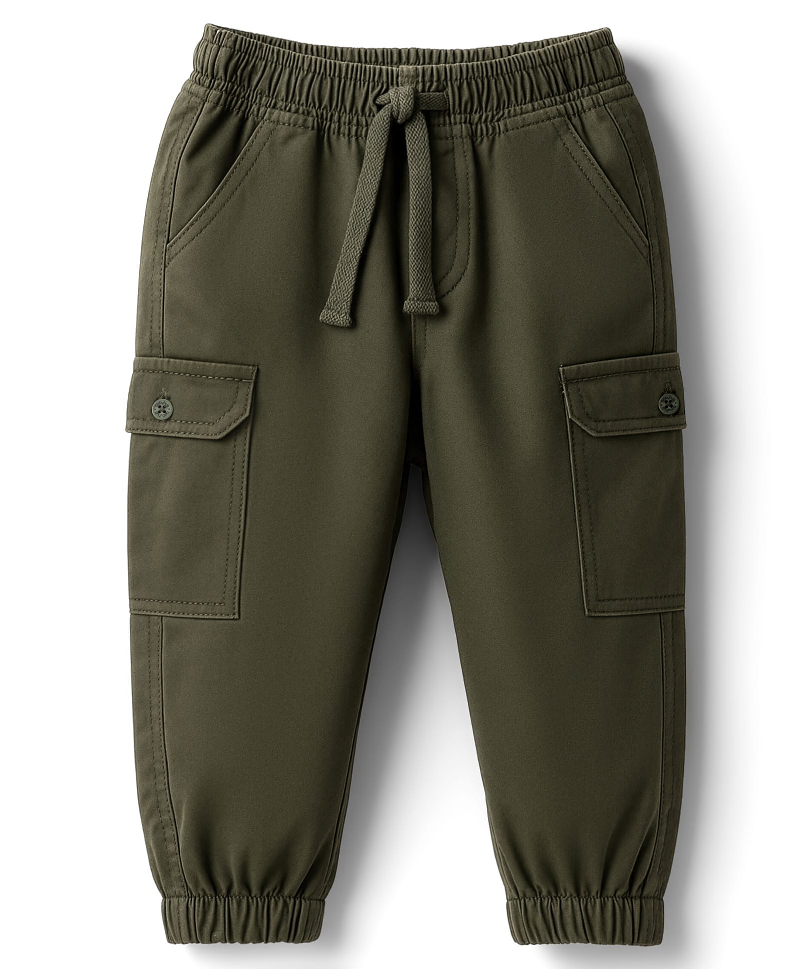 Babyhug Twill Woven Full Length Solid Colour Trouser Pant With Stretch - Olive Green-picture-28