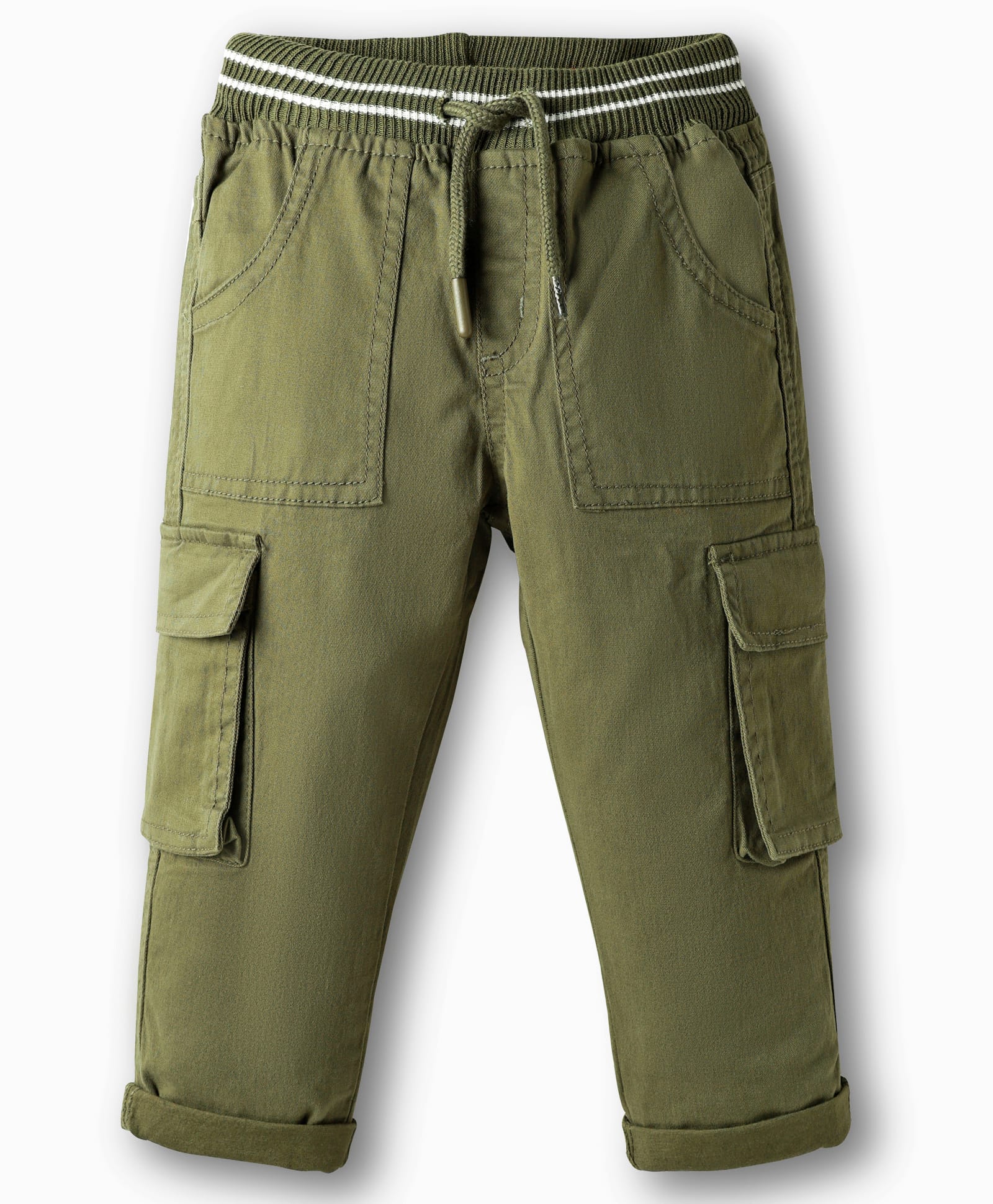 Babyhug Twill Woven Full Length Trouser With Stretch & Pockets - Olive Green-image-27