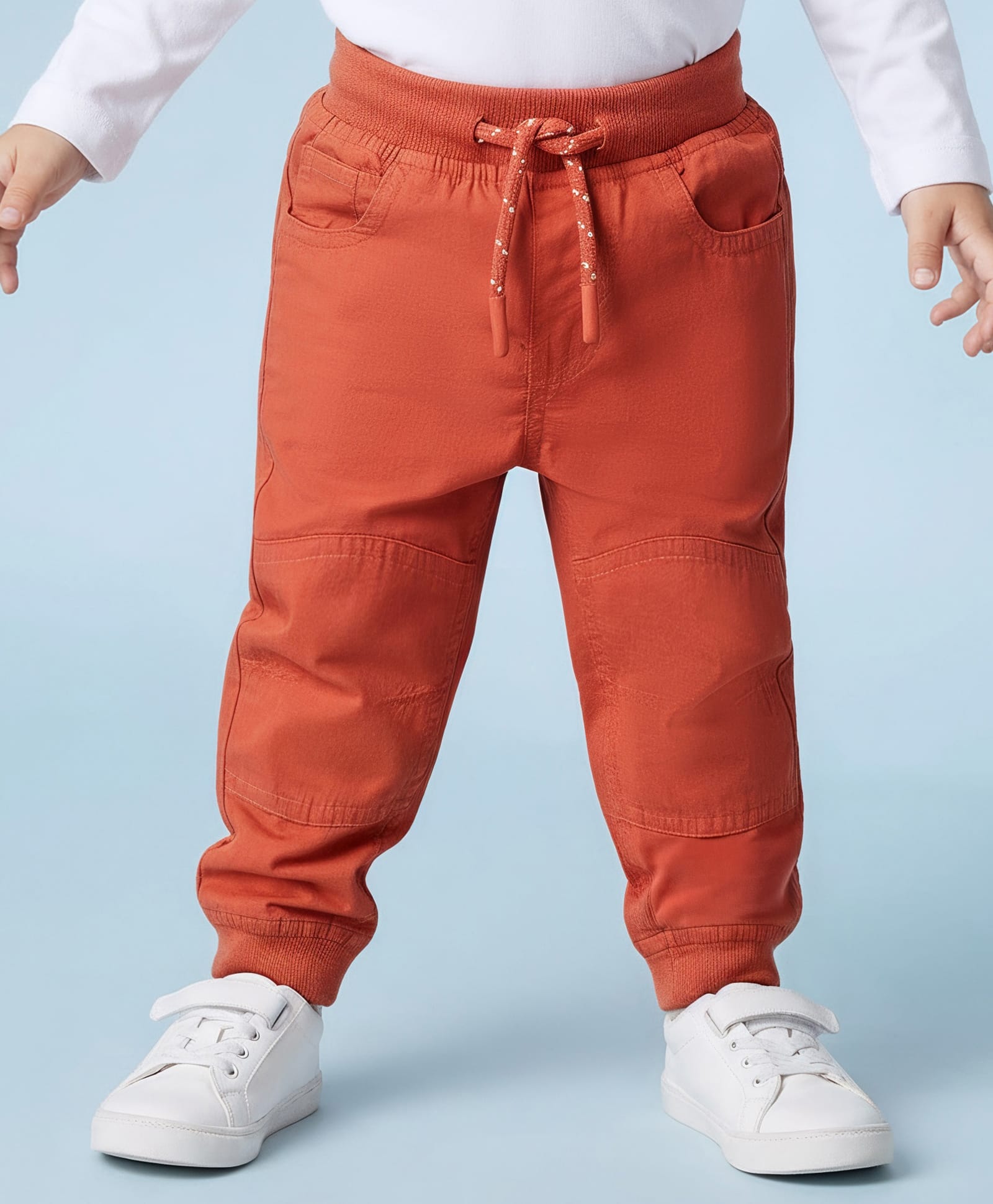 Babyhug Poplin Woven Full Length Solid Colour Trouser Pant - Orange-picture-16