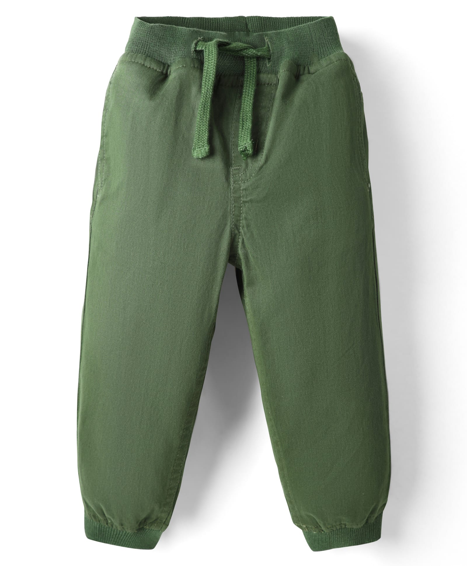 Babyhug Twill Woven Full Length Solid Colour Trouser With Stretch - Olive Green-picture-21