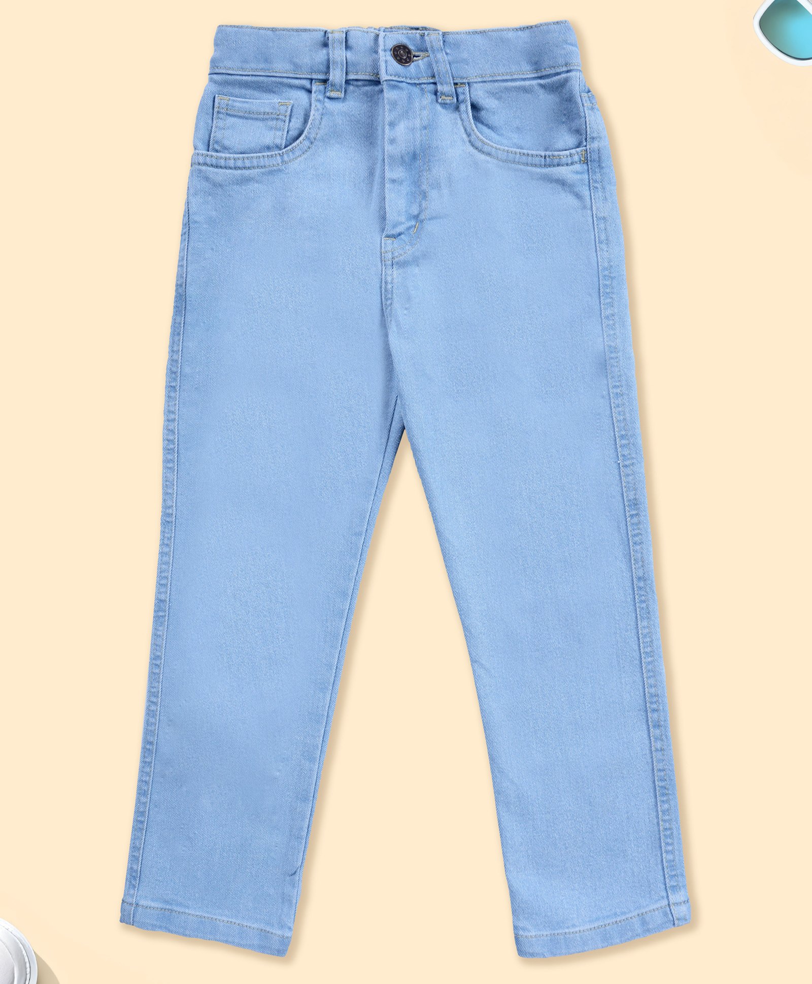 Kiddopanti Denim Solid Jeans - Light Blue-image-12