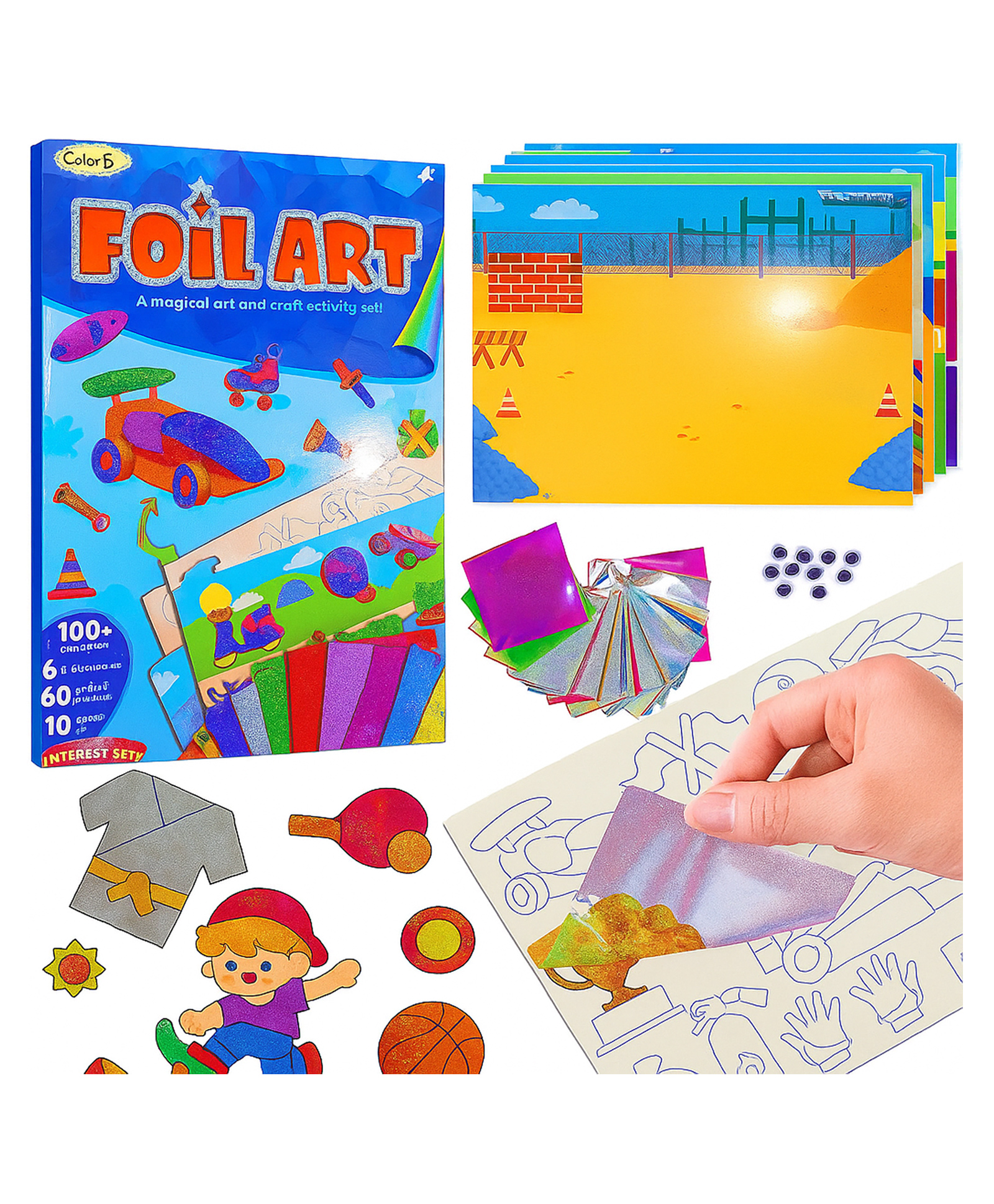 Elecart Vehicle Foil Art Kit for Kids No Mess DIY Craft Set | 3D Card Making | Creative Art Supplies for Boys & Girls Ages 4-9 | Fun Travel Toy & Stocking Stuffer Gift-picture-44