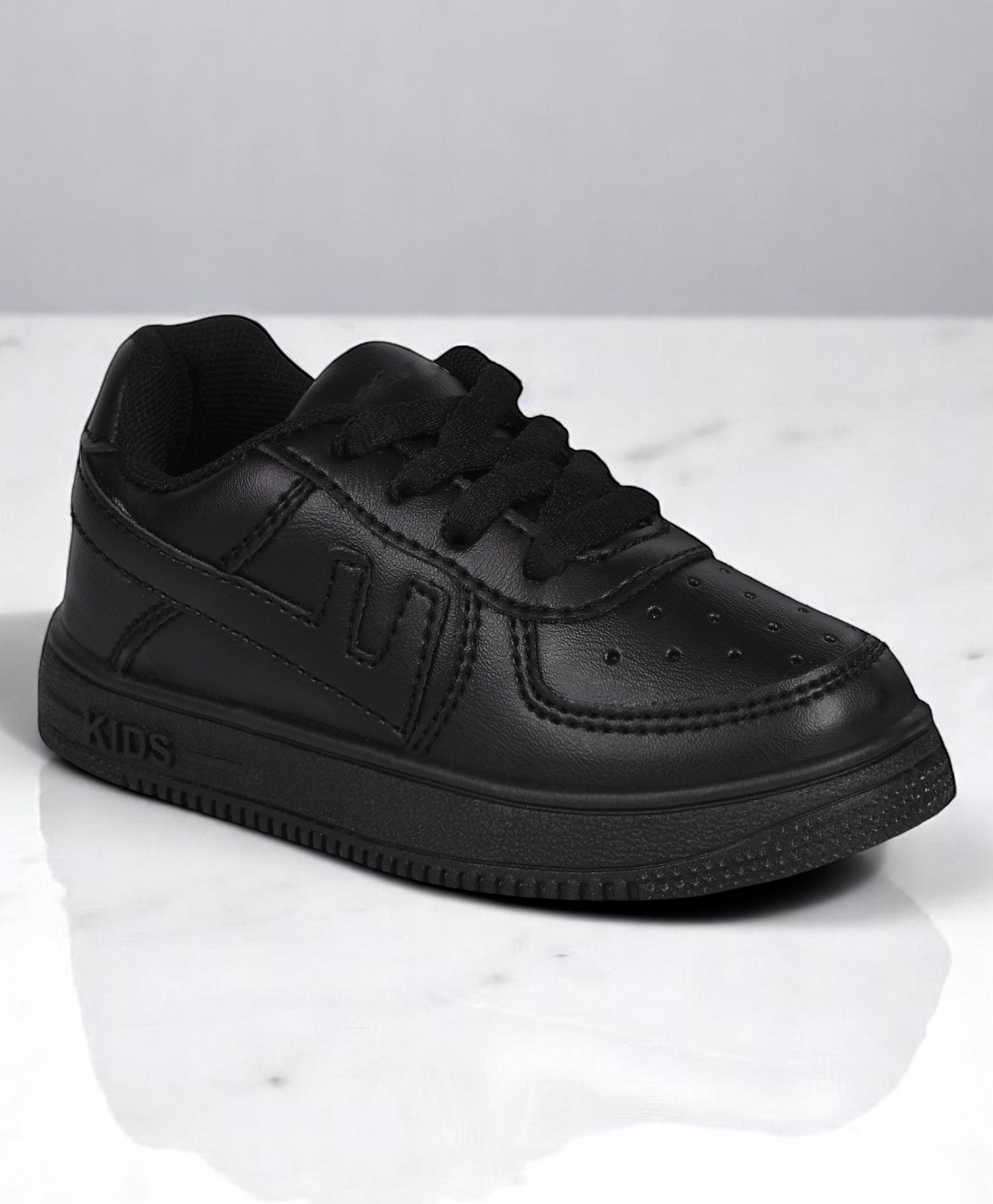 Lil Lollipop Solid Lace Up Shoes - Black-picture-28
