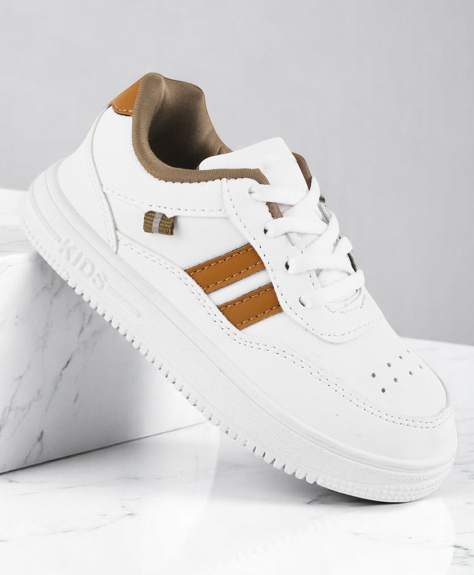 Lil Lollipop Colour Blocked Lace Up Shoes - White & Brown-image-30