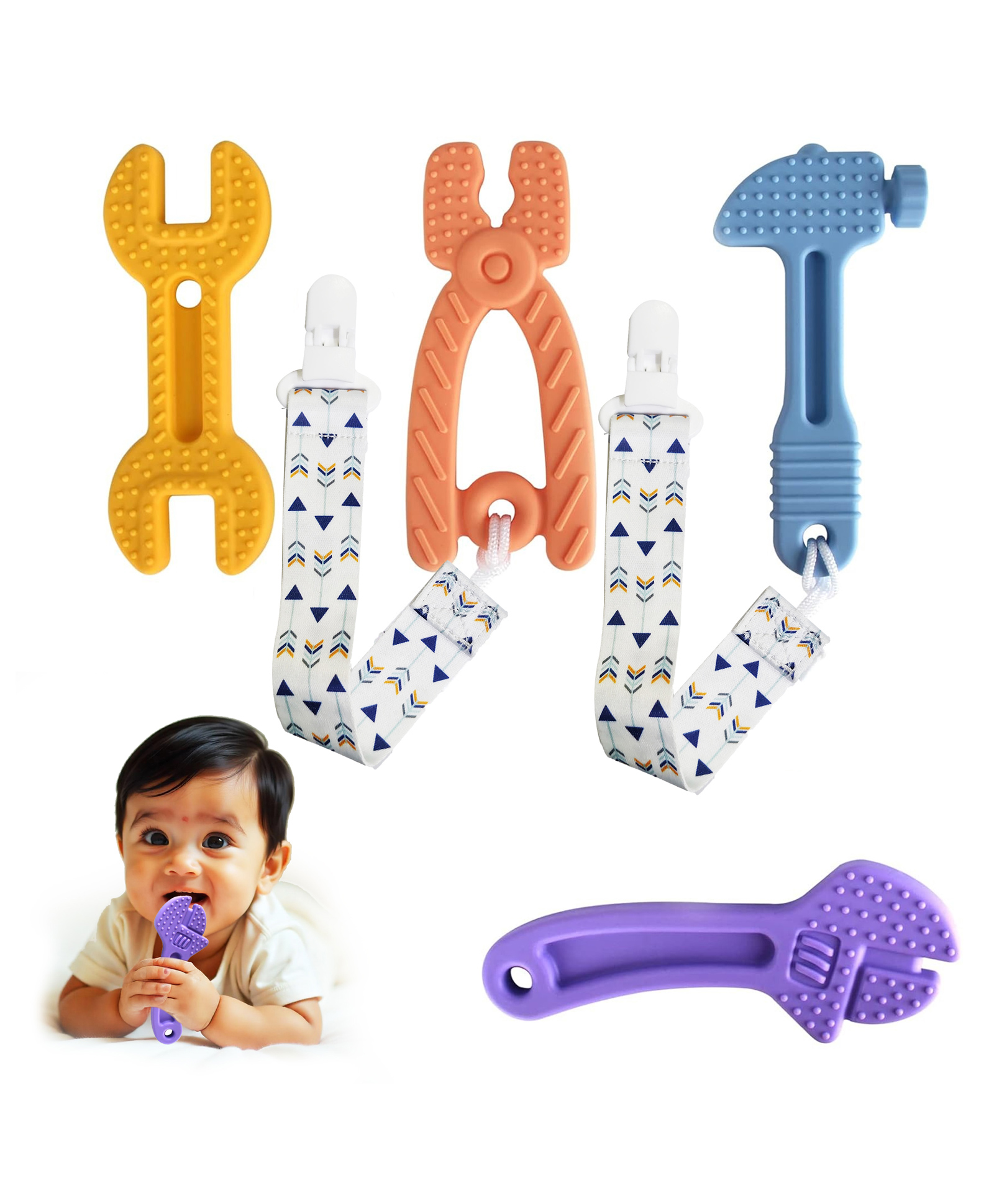 Kidology Tool Shaped Silicone Teether Toy - Set of 4-picture-24