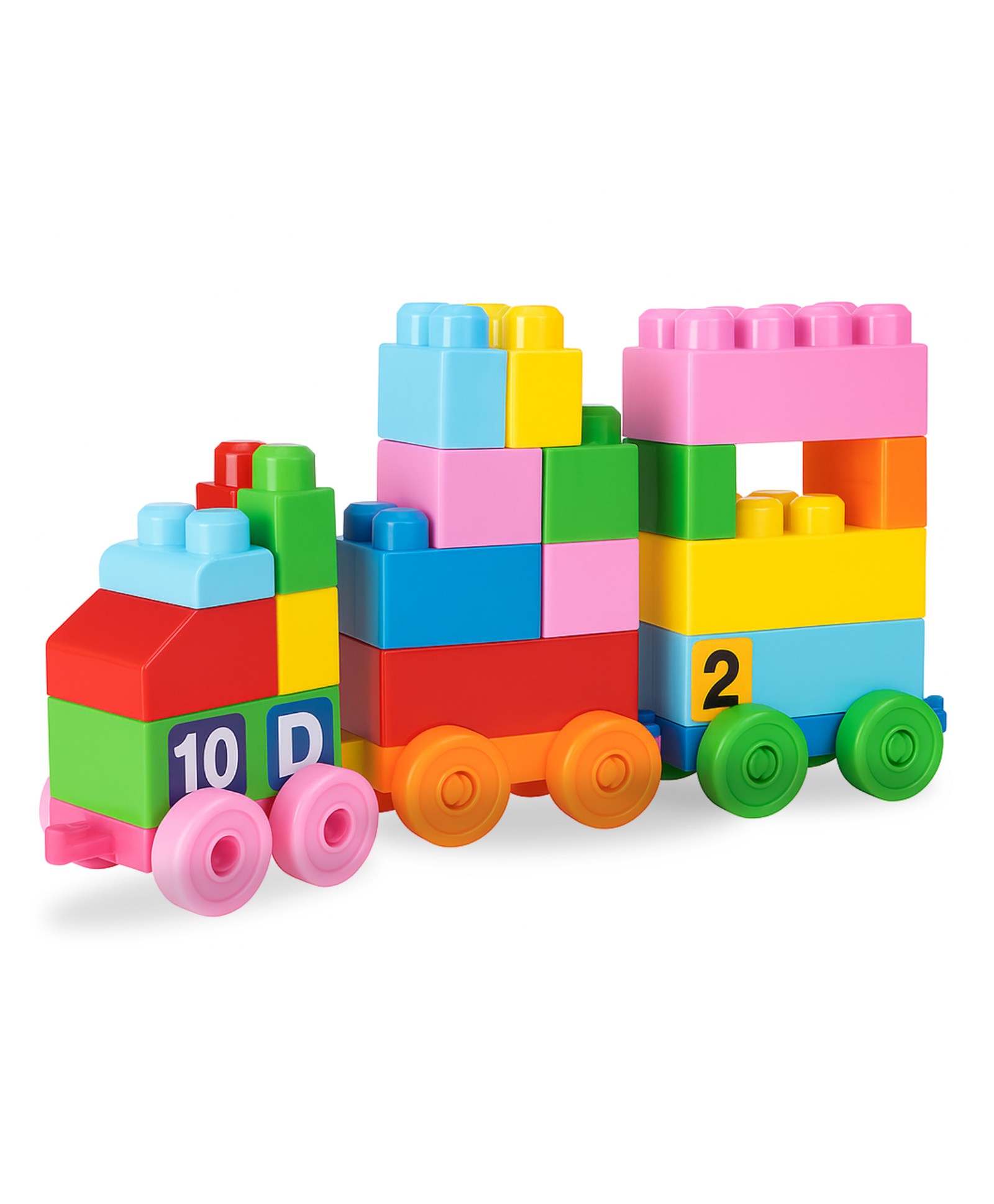 Hop N Play Educational Building Block Train Set for Toddlers Color & Number Learning Toy -81 Pcs-image-1