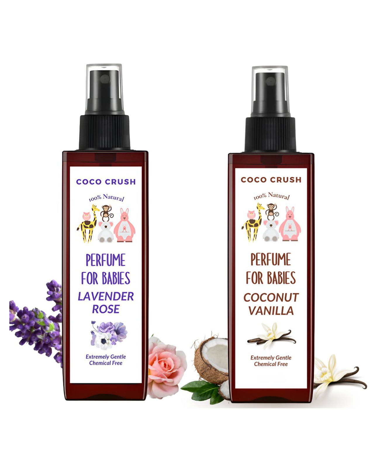 Coco Crush 100% Natural Rose Lavender Baby Perfume, 50ml & Coconut Vanilla Baby Perfume, 50ml Each Pack of 2 (100ml)-image-8