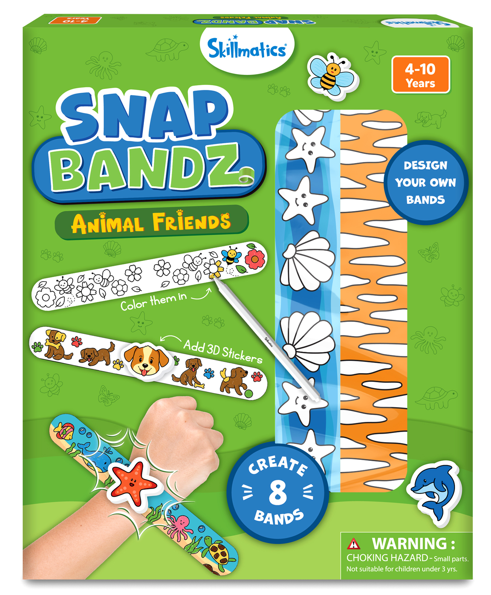 Skillmatics Craft Activity - Snap Bandz, Animals, DIY Art & Craft Activity, Mess-Free, Creative Kit, 8 Bands (8.6"), Gifts for Boys & Girls Ages 4 to 10-image-2