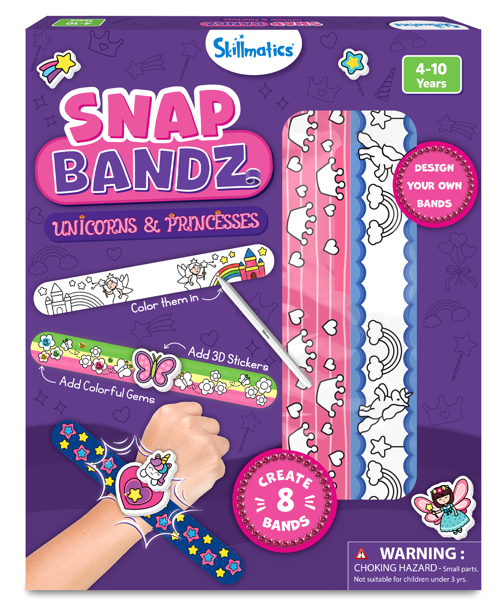 Skillmatics Craft Activity - Snap Bandz, Unicorns & Princesses, DIY Art & Craft Activity, Mess-Free, Creative Kit, 8 Bands (8.6"), Gifts for Girls & Boys Ages 4 to 10-picture-33