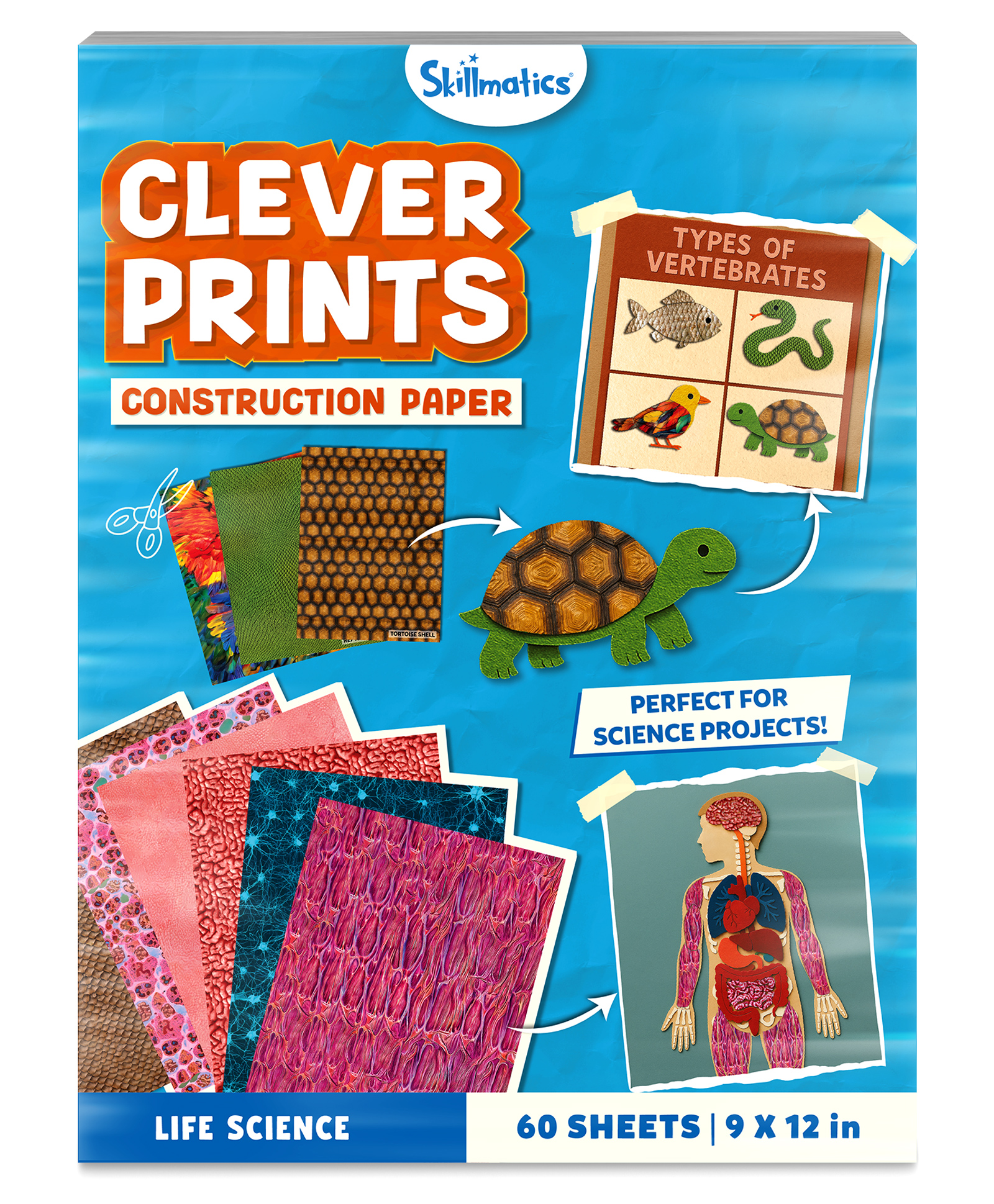 Skillmatics Life Science Construction Paper for Kids - 60 Double-Sided Printed Sheets (9x12), Textured Craft Paper for Art Projects, Science Activities, DIY Crafts, Scrapbooking, School Supplies-image-29