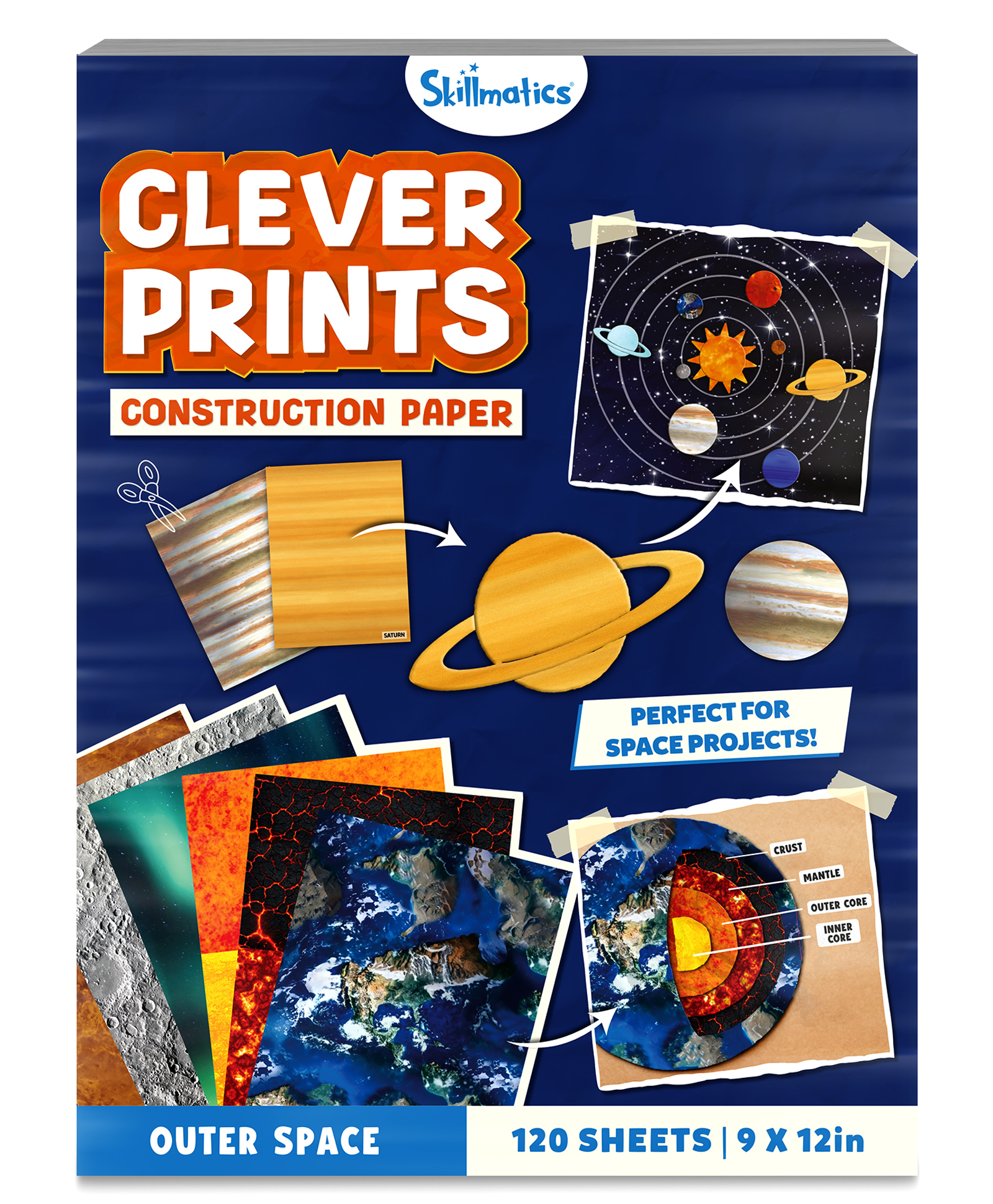 Skillmatics Space Construction Paper for Kids - 120 Double-Sided Printed Sheets (9x12), Textured Craft Paper for Art Projects, STEM Activities, DIY Crafts, Scrapbooking, Classroom & School Supplies-image-28